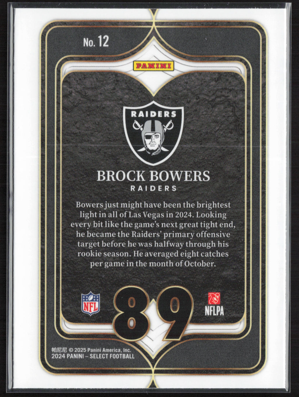2024 Panini Select #12 Brock Bowers Select Numbers