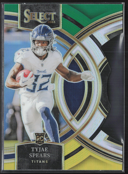 2023 Panini Select #172 Tyjae Spears Green and Yellow Prizms Die Cuts