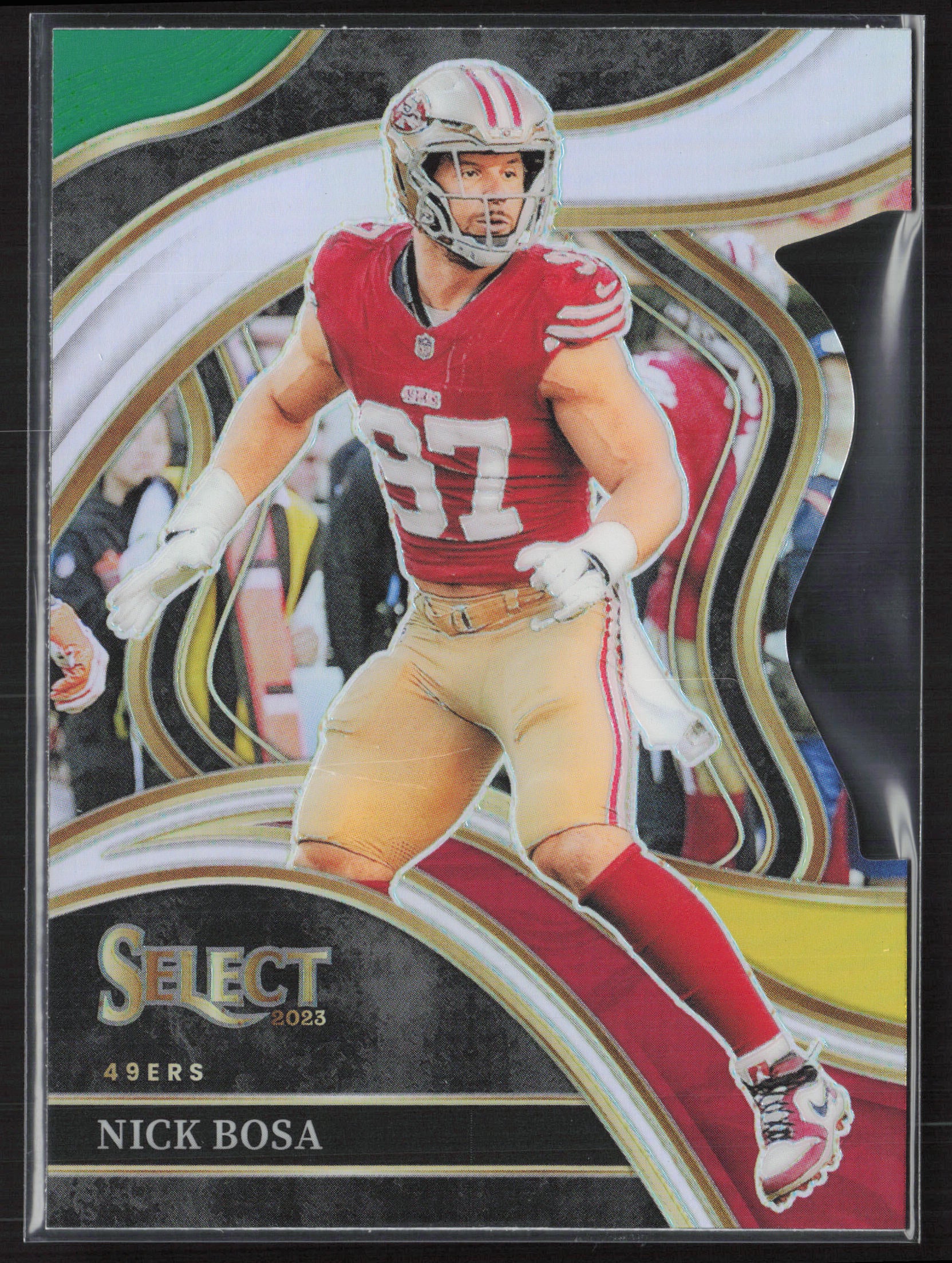 2023 Panini Select #230 Nick Bosa Green and Yellow Prizms Die Cuts