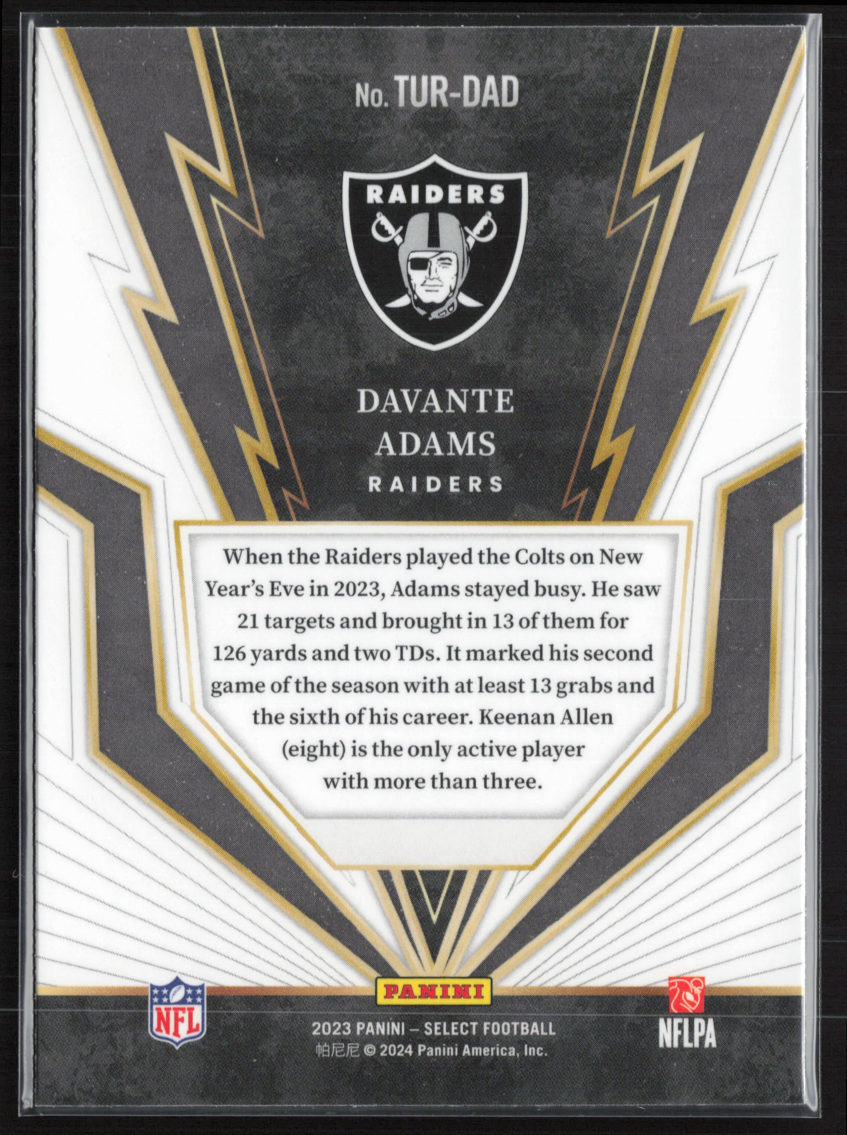 2023 Panini Select #TUR-DAD Davante Adams Turbocharged