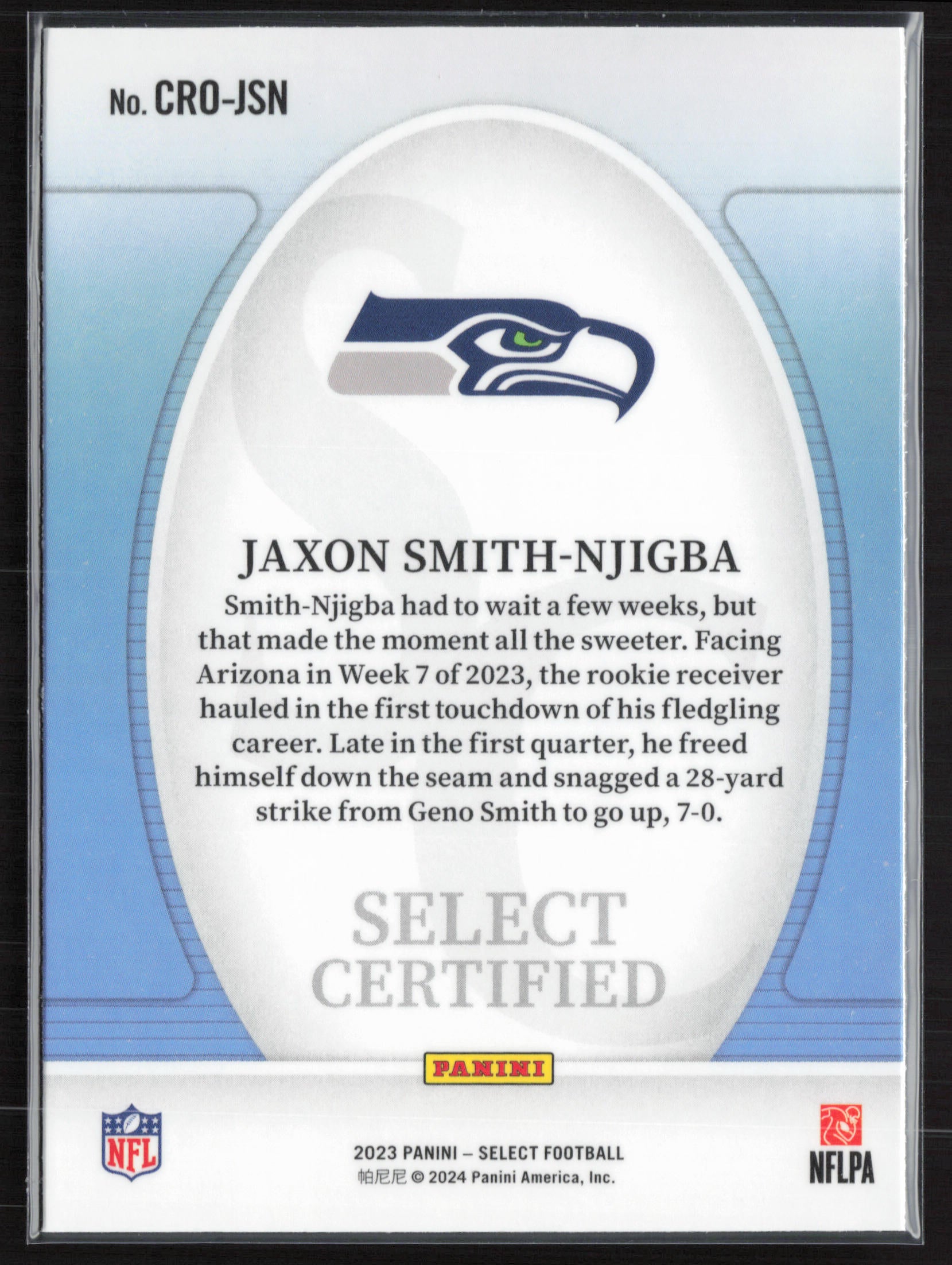 2023 Panini Select #CRO-JSN Jaxon Smith-Njigba Select Certified Rookies