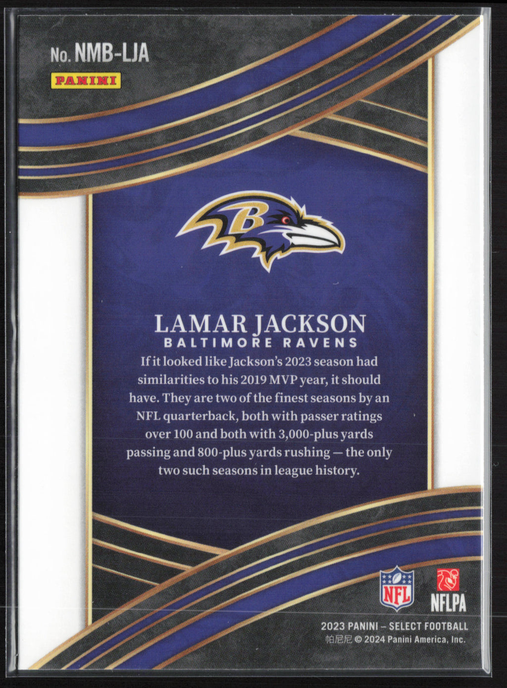 2023 Panini Select #NMB-LJA Lamar Jackson Select Numbers