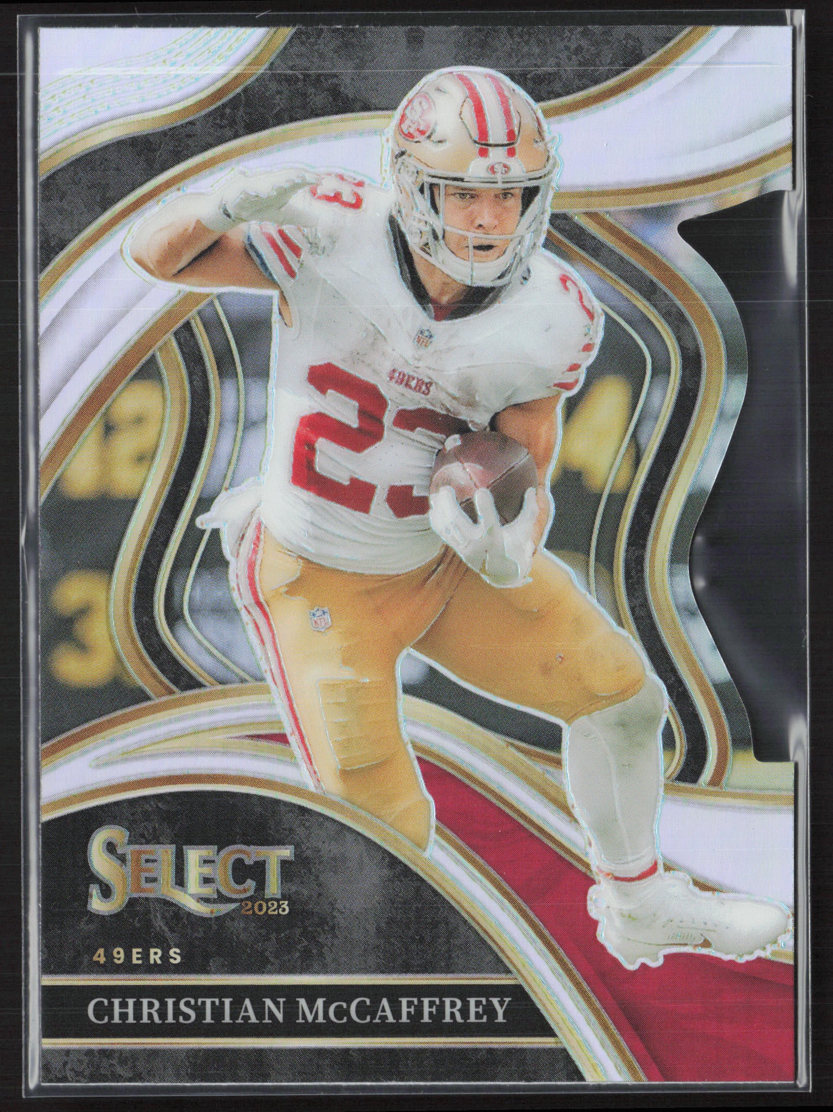 2023 Panini Select #285 Christian McCaffrey Red and Yellow Prizms Die Cuts