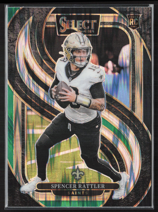 2024 Panini Select #130 Spencer Rattler Black & Green Prizm Shock