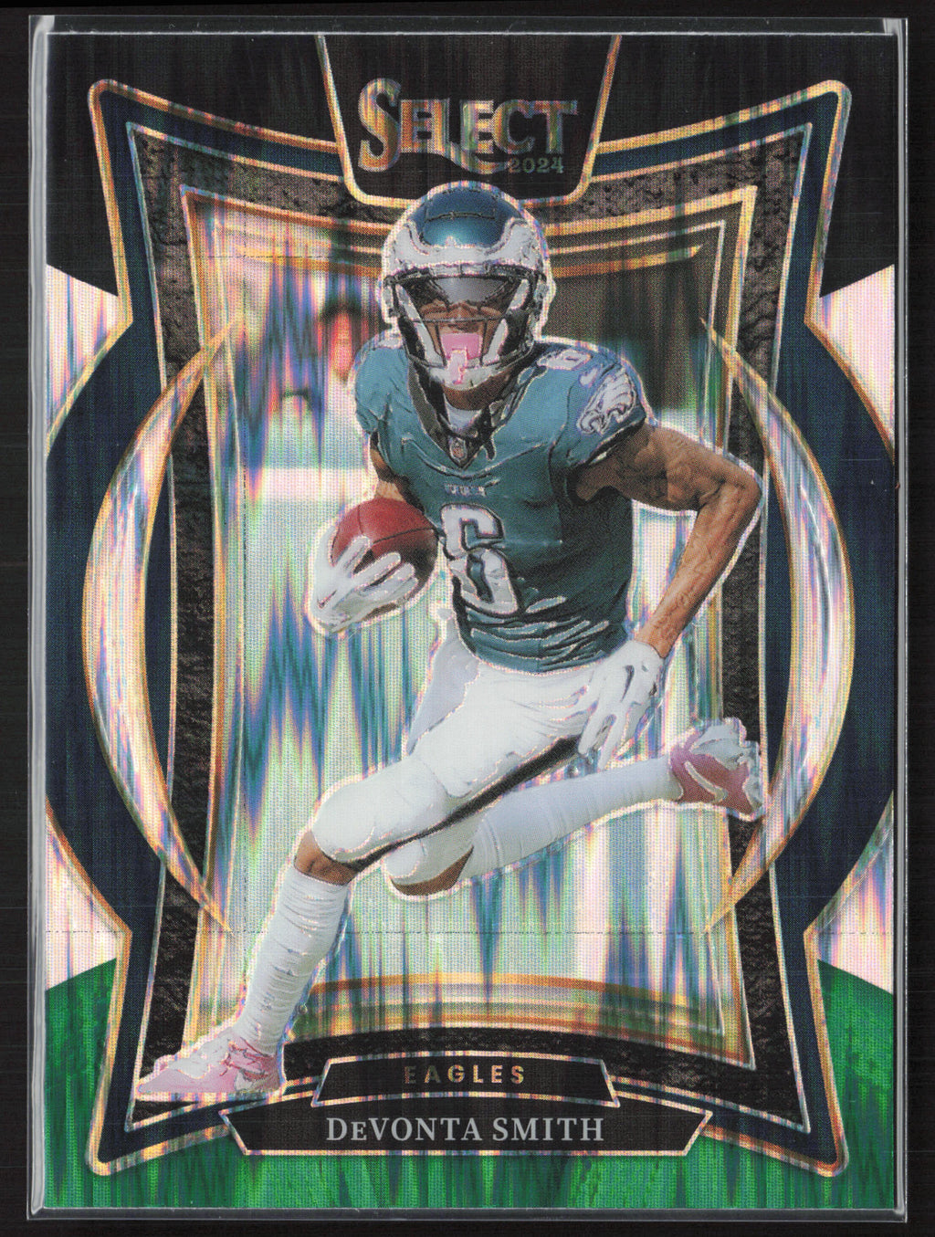 2024 Panini Select #51 DeVonta Smith Black & Green Prizm Shock