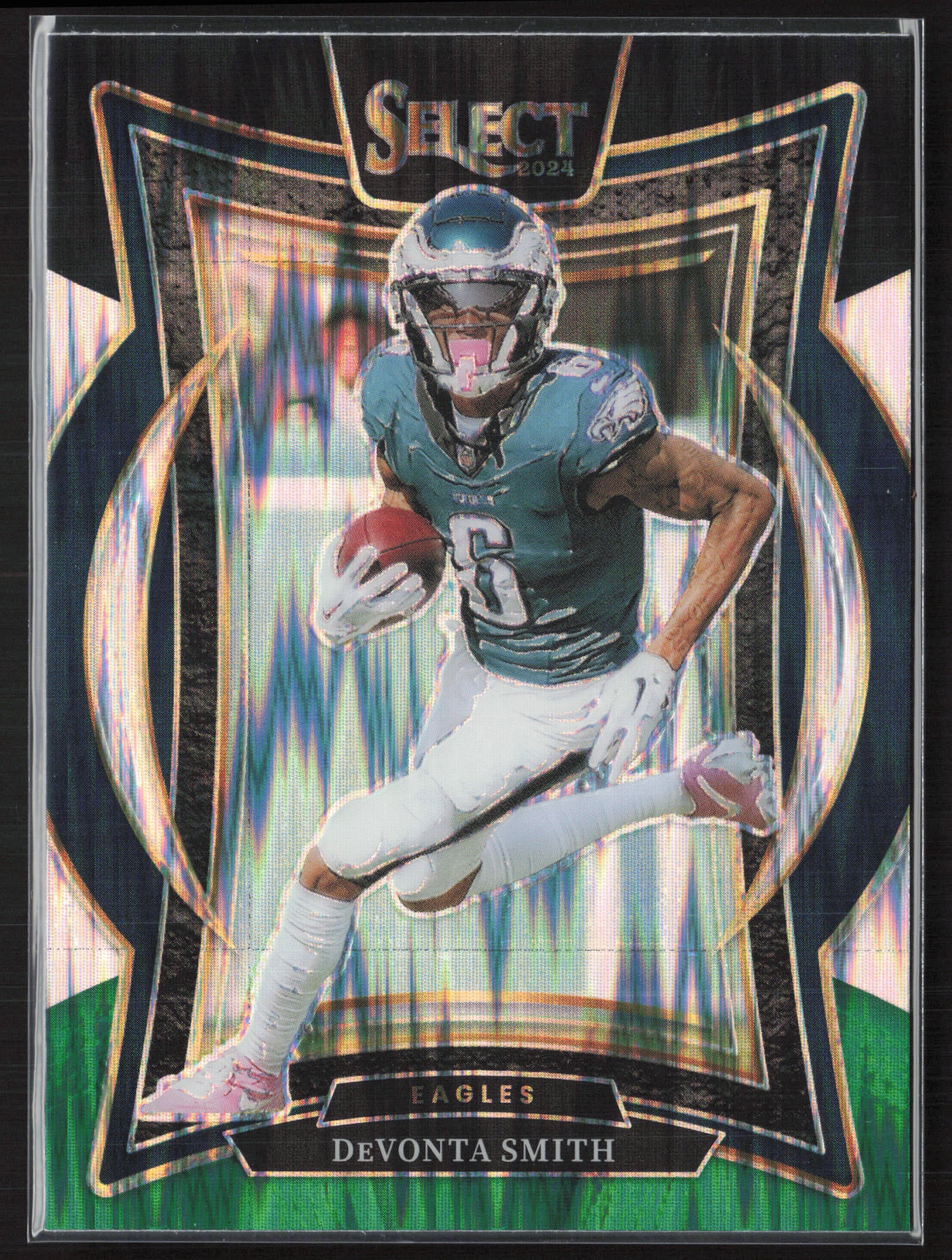 2024 Panini Select #51 DeVonta Smith Black & Green Prizm Shock