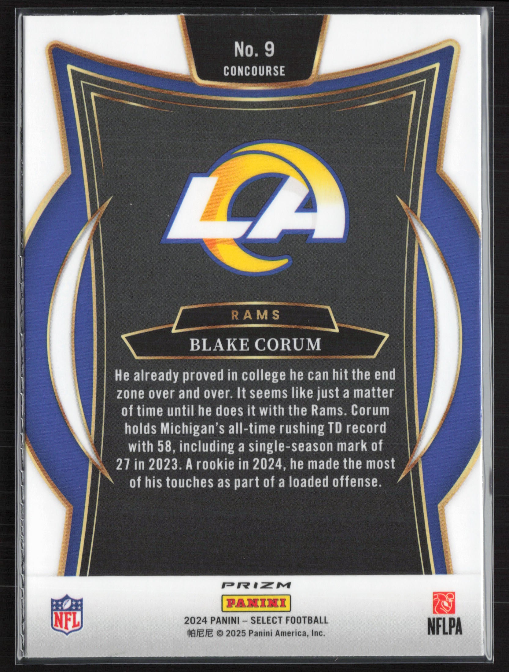 2024 Panini Select #9 Blake Corum Black & Green Prizm Shock