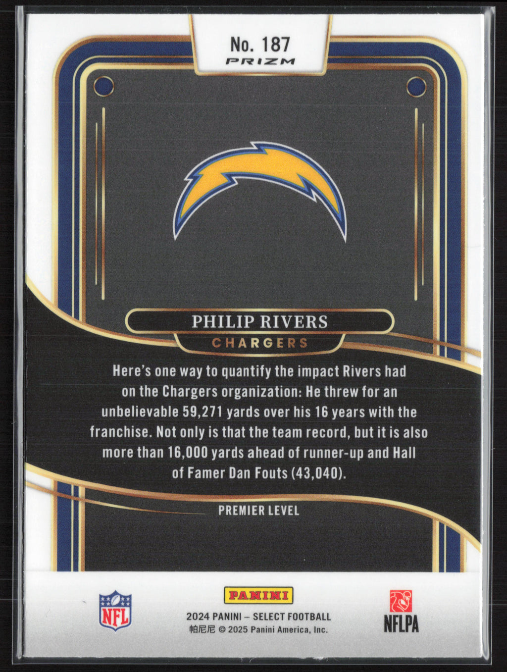 2024 Panini Select #187 Philip Rivers Black & Green Prizm Shock