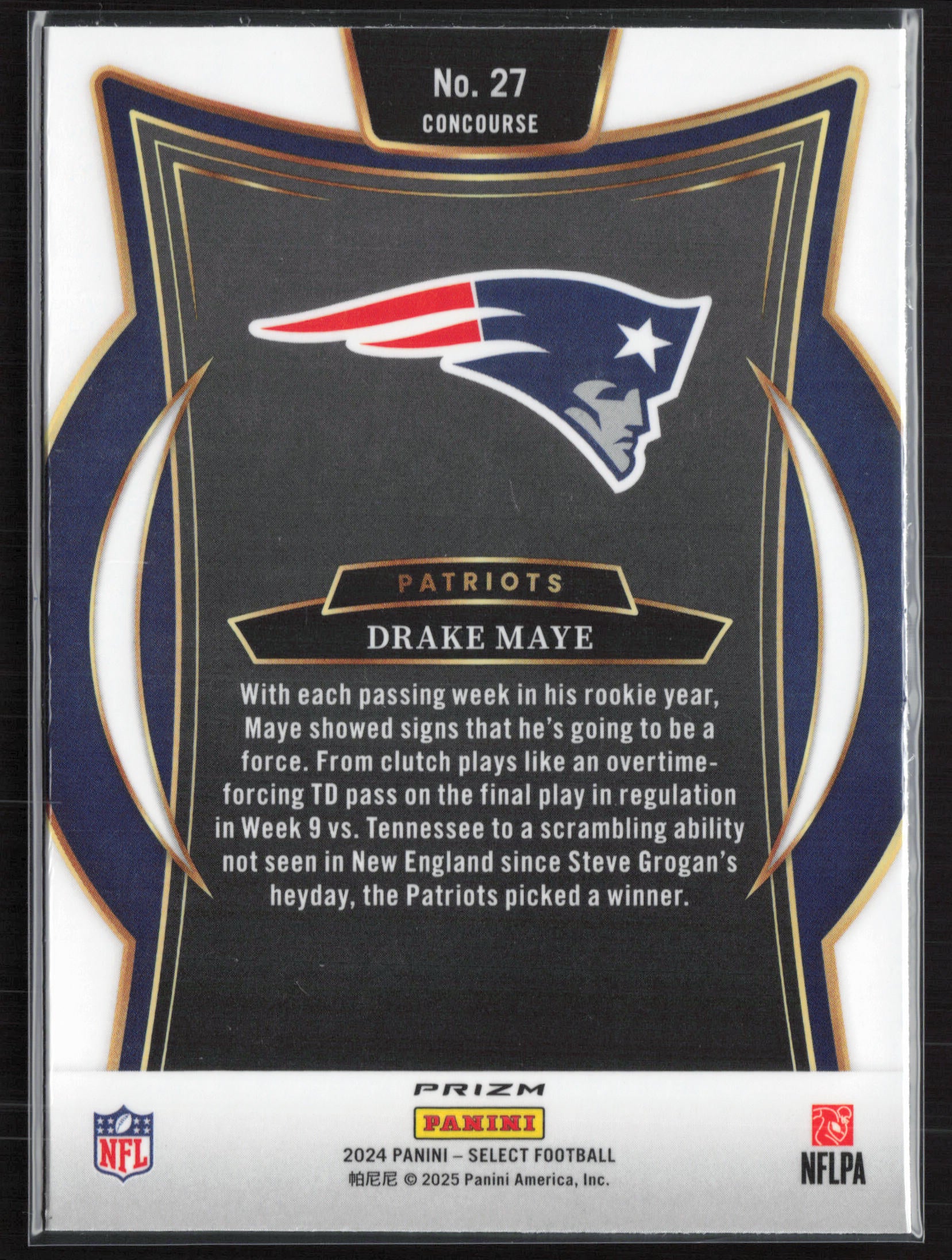 2024 Panini Select #27 Drake Maye Black & Green Prizm Shock