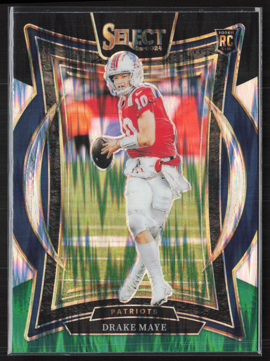 2024 Panini Select #27 Drake Maye Black & Green Prizm Shock