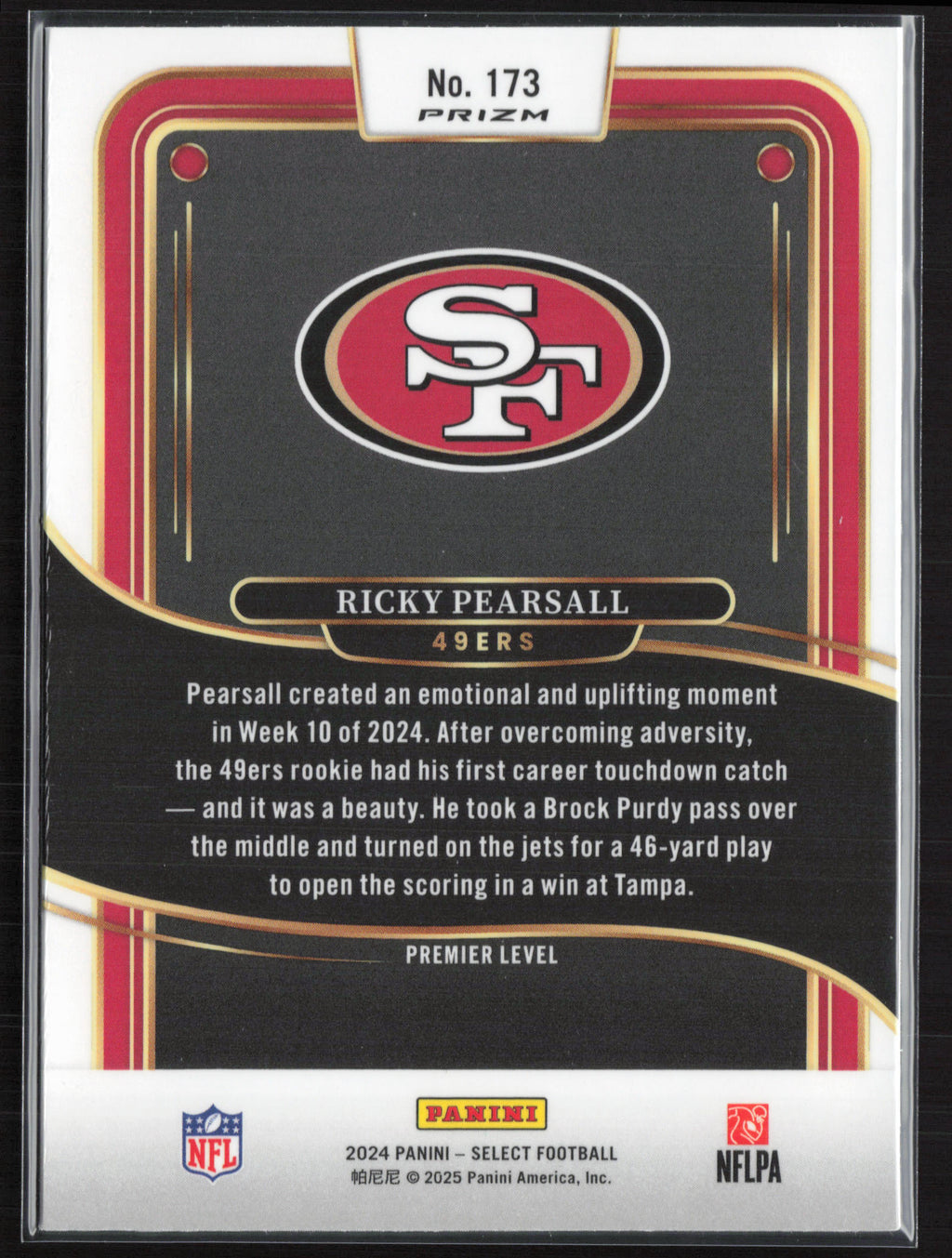 2024 Panini Select #173 Ricky Pearsall Black & Green Prizm Shock