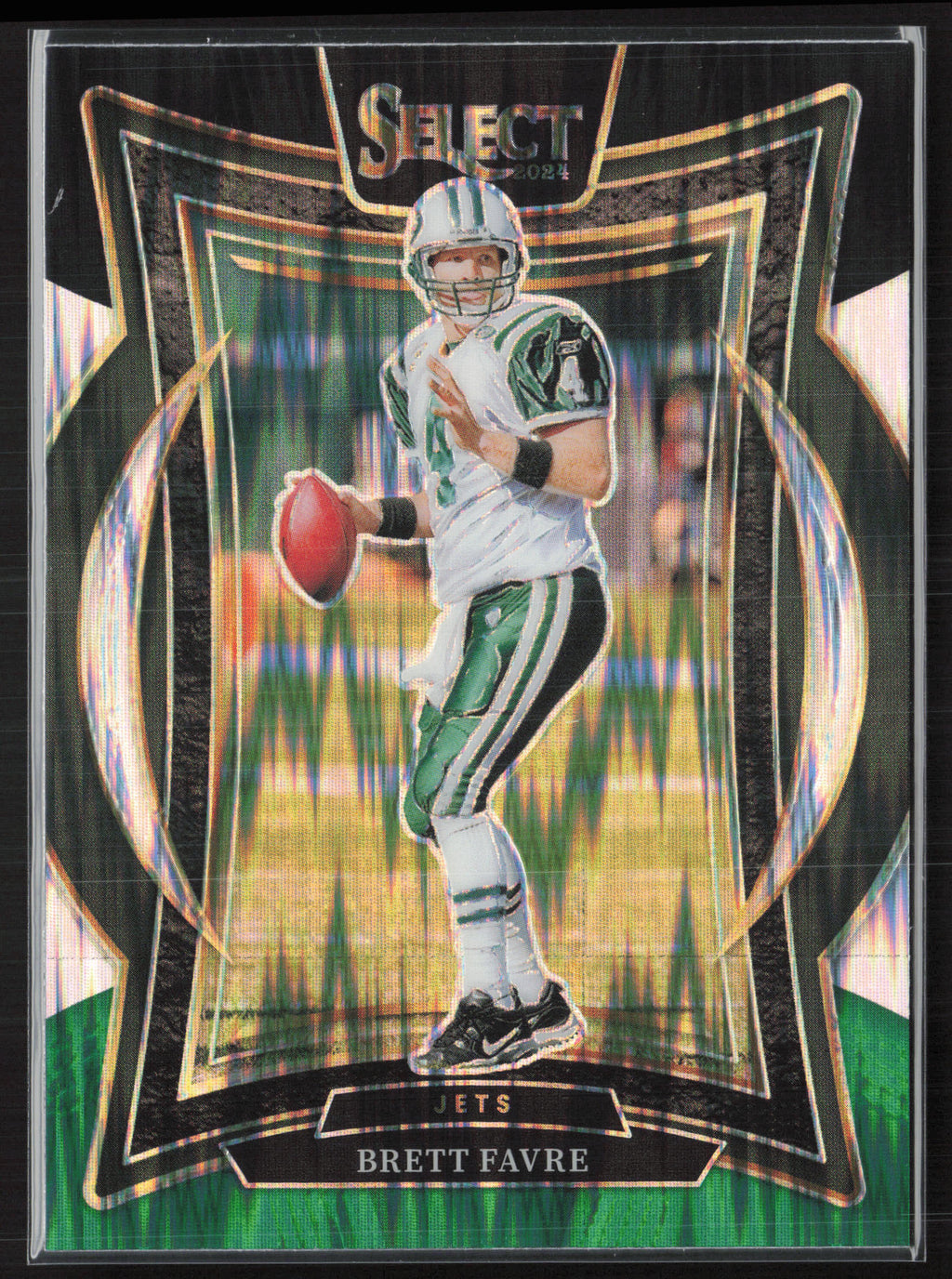 2024 Panini Select #12 Brett Favre Black & Green Prizm Shock