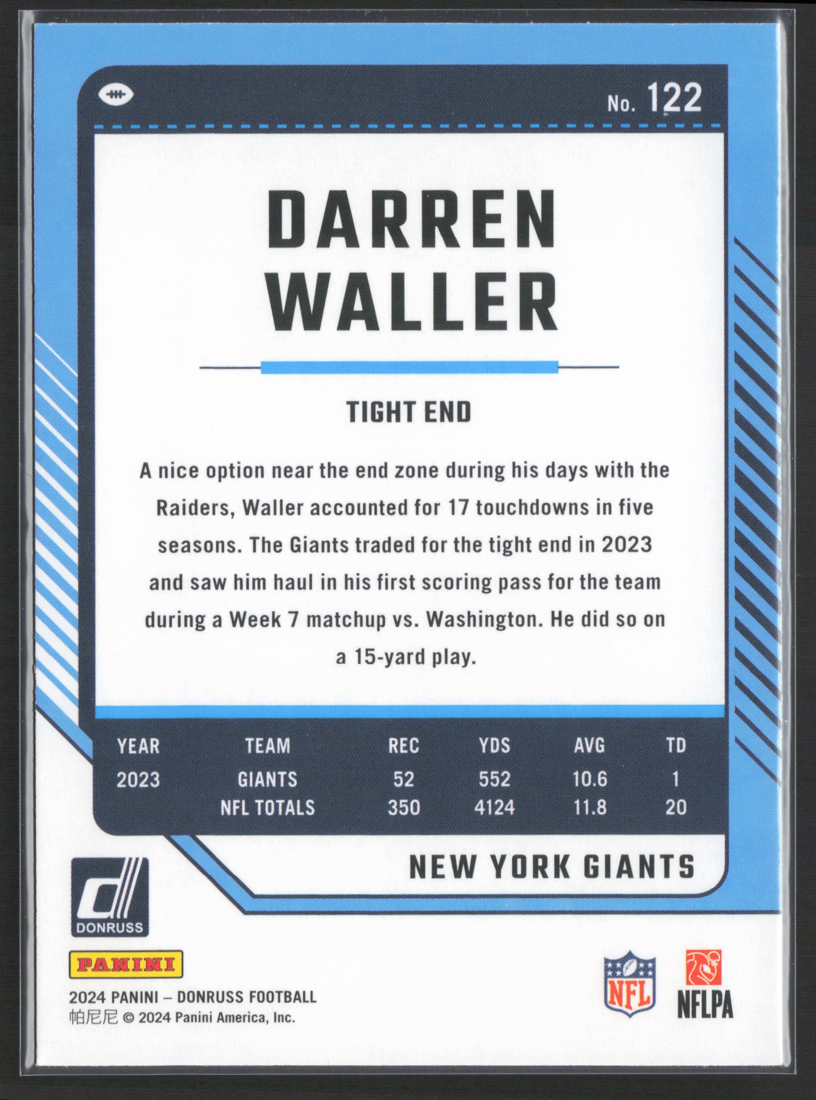 2024 Donruss #122 Darren Waller Press Proof Green