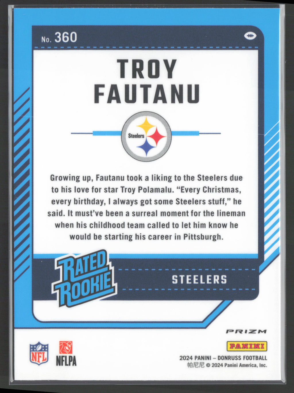 2024 Donruss #360 Troy Fautanu Optic Rated Rookies Preview Pink