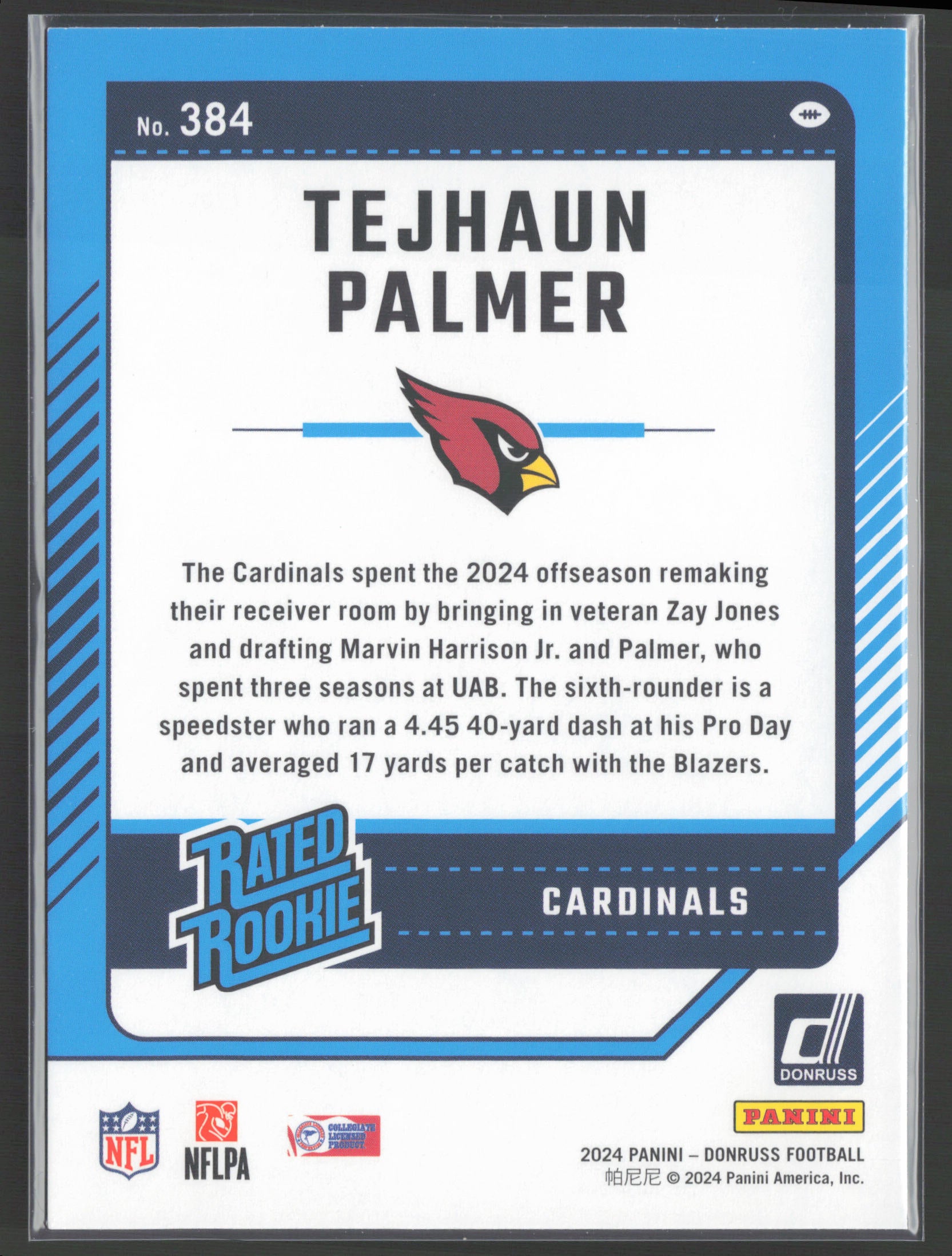 2024 Donruss #384 Tejhaun Palmer Press Proof Green