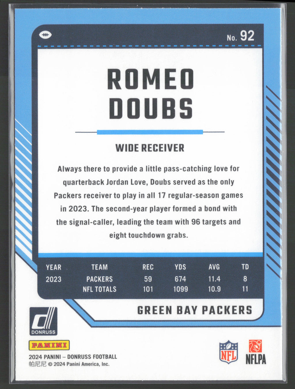 2024 Donruss #92 Romeo Doubs