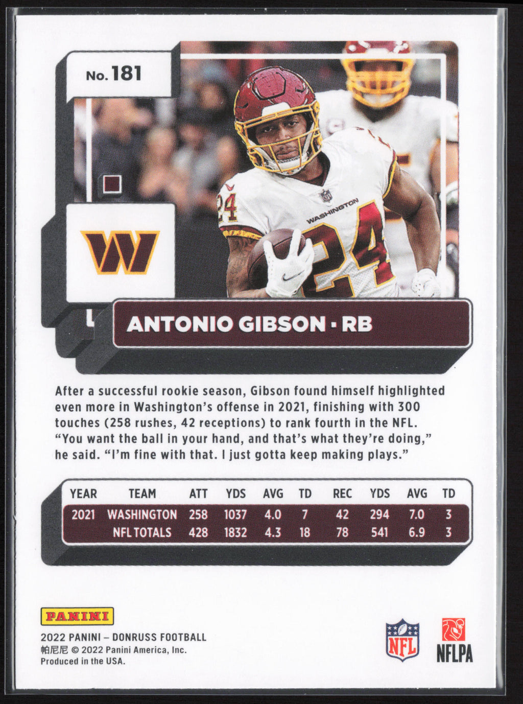 2022 Donruss #181 Antonio Gibson