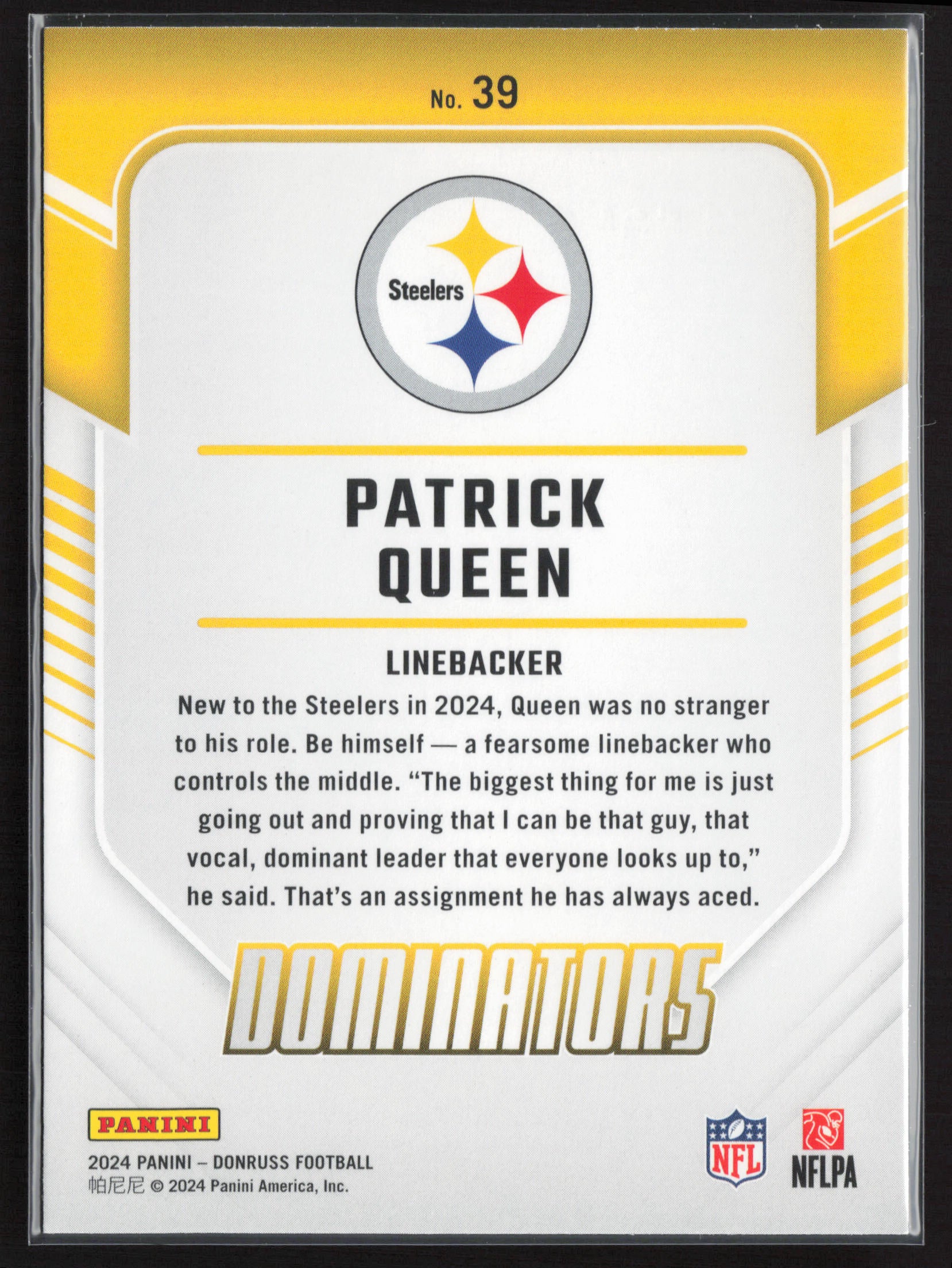 2024 Donruss #39 Patrick Queen Dominators