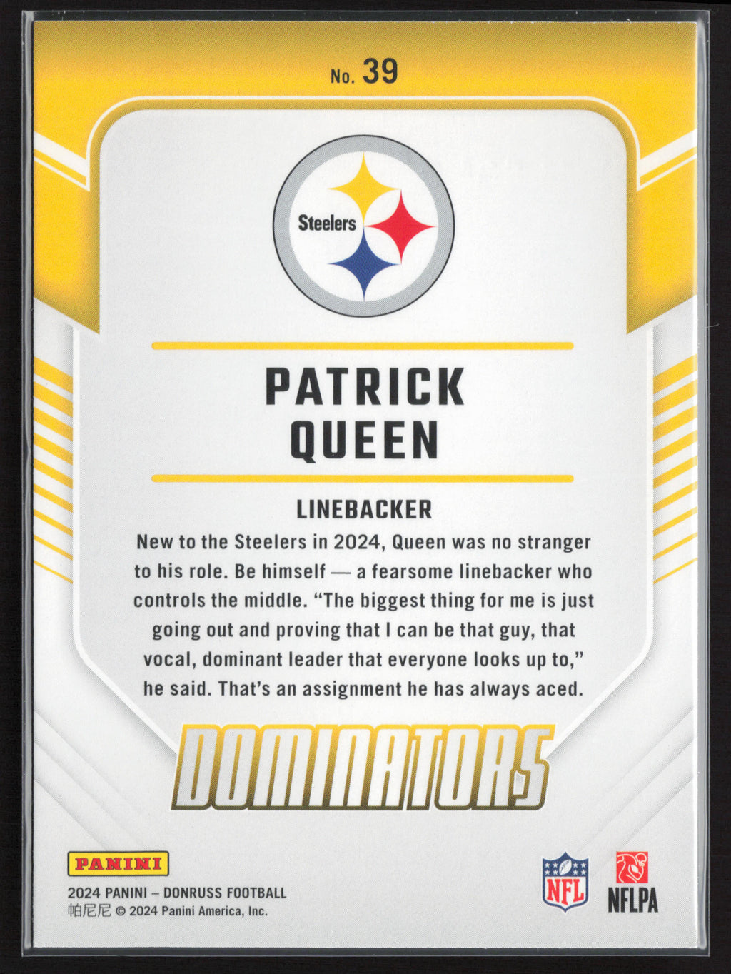 2024 Donruss #39 Patrick Queen Dominators