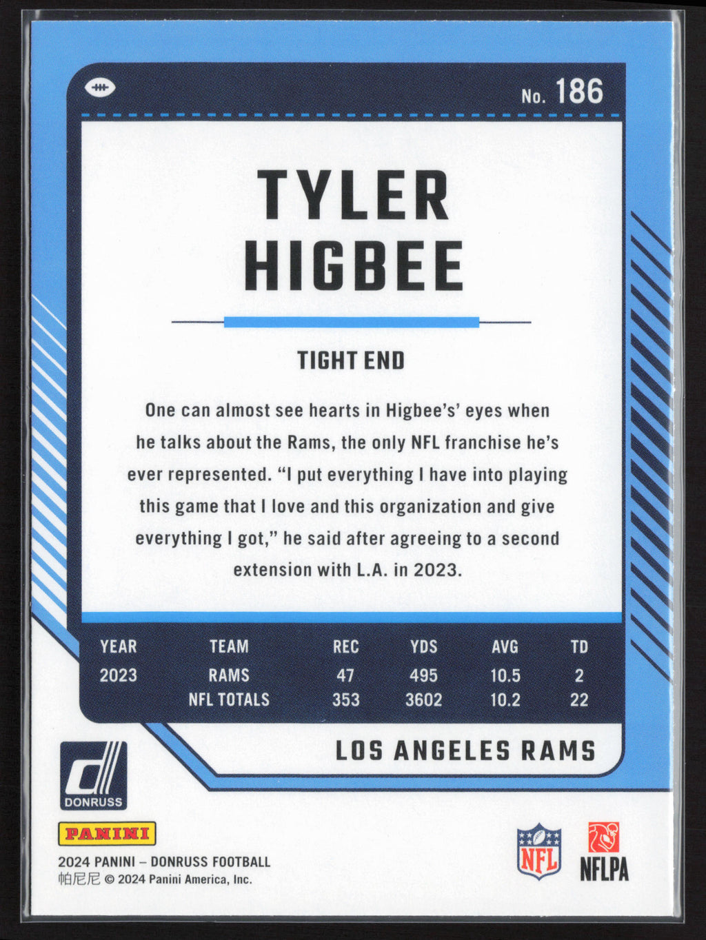 2024 Donruss #186 Tyler Higbee