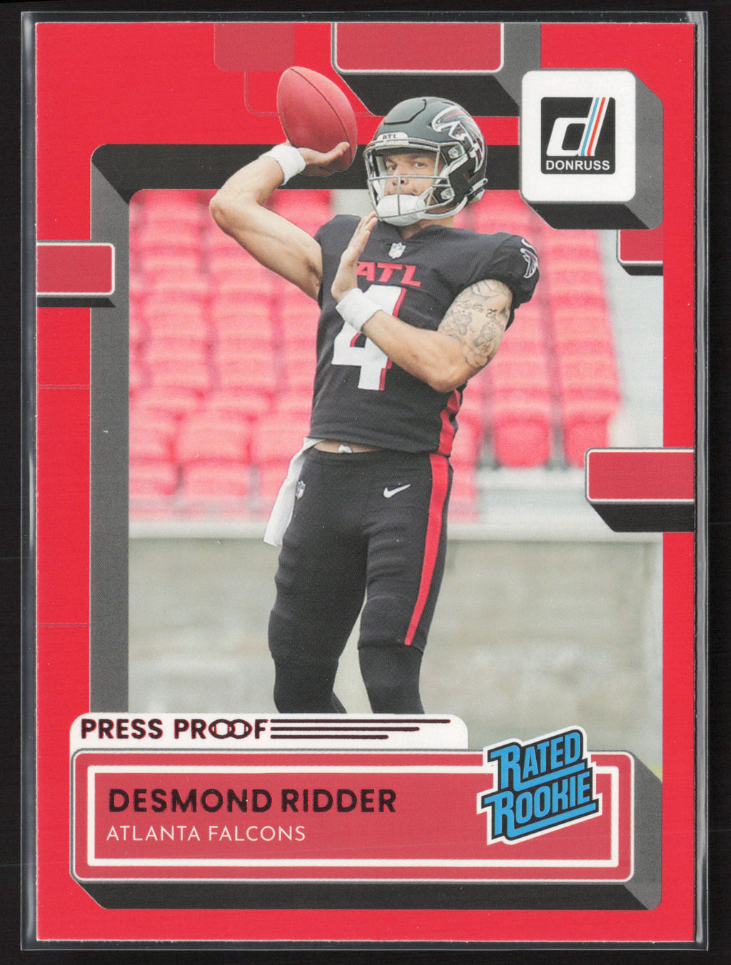 2022 Donruss #304 Desmond Ridder Red Press Proof