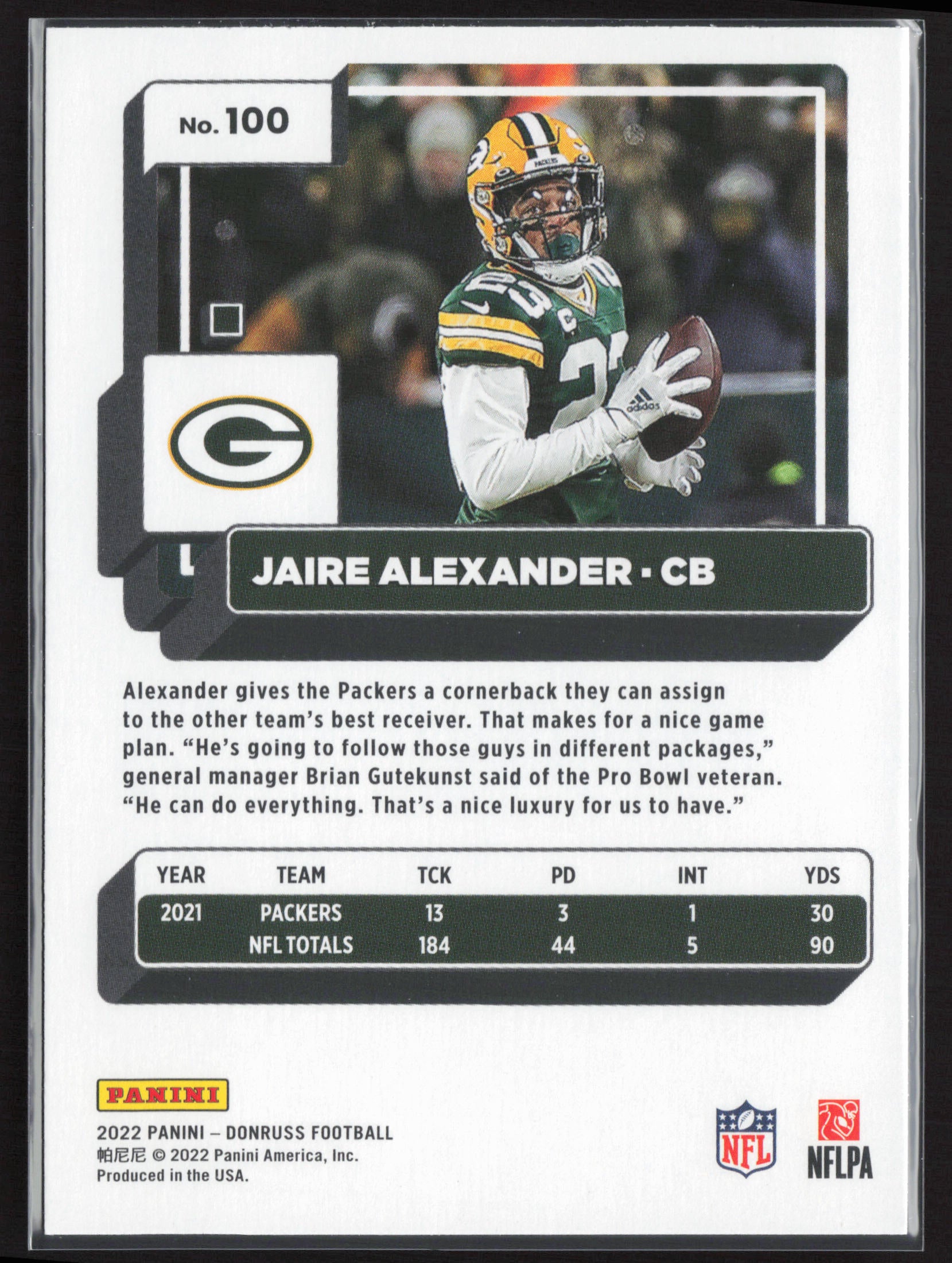 2022 Donruss #100 Jaire Alexander