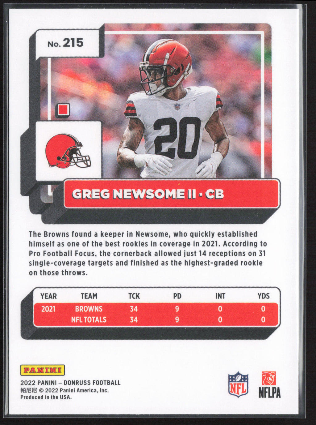 2022 Donruss #215 Greg Newsome II