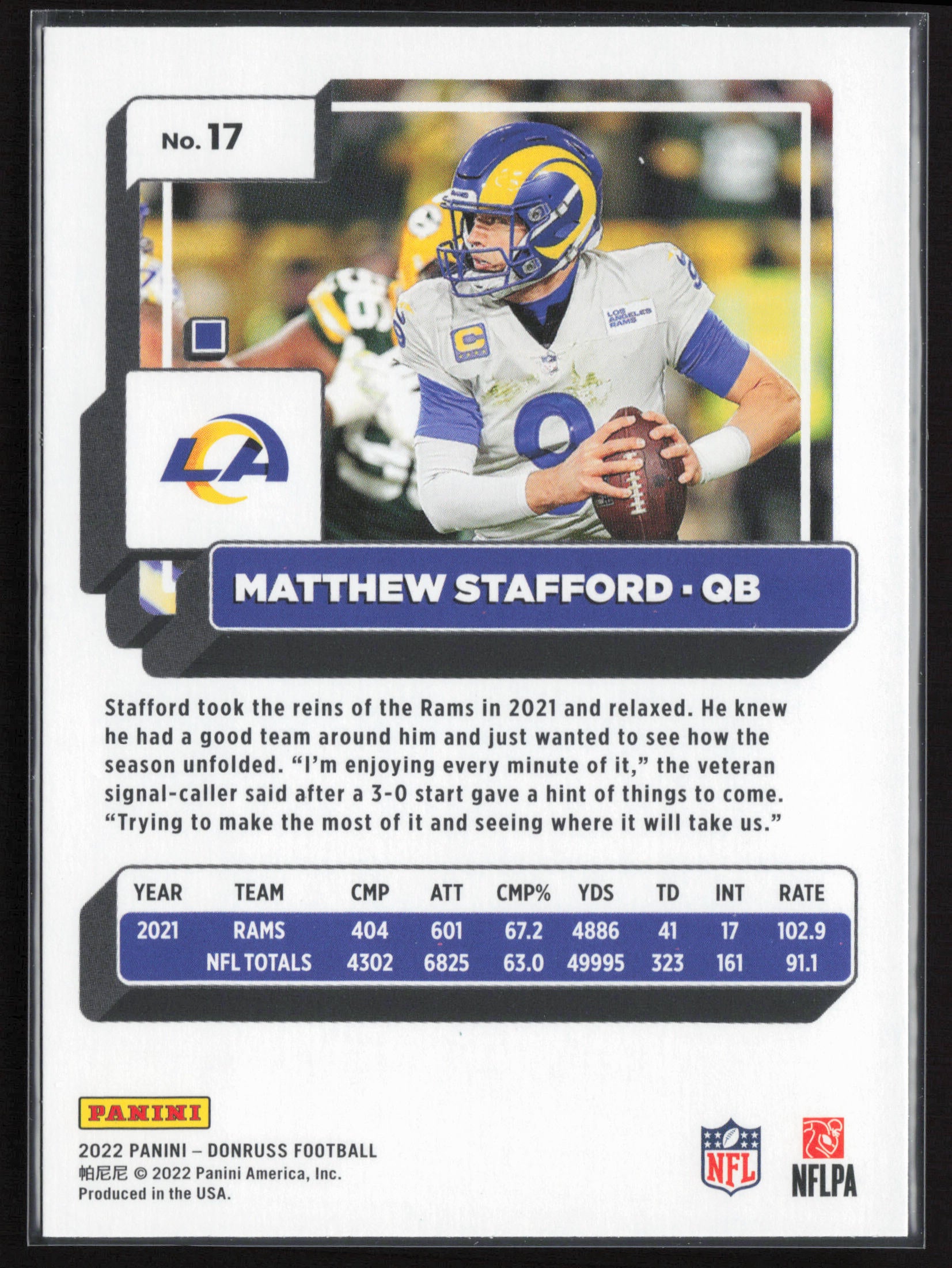 2022 Donruss #17 Matthew Stafford