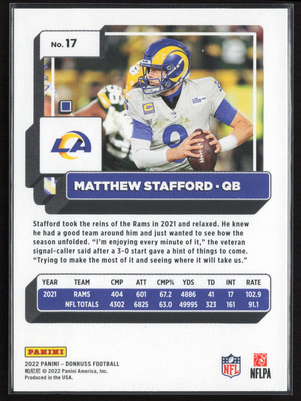 2022 Donruss #17 Matthew Stafford