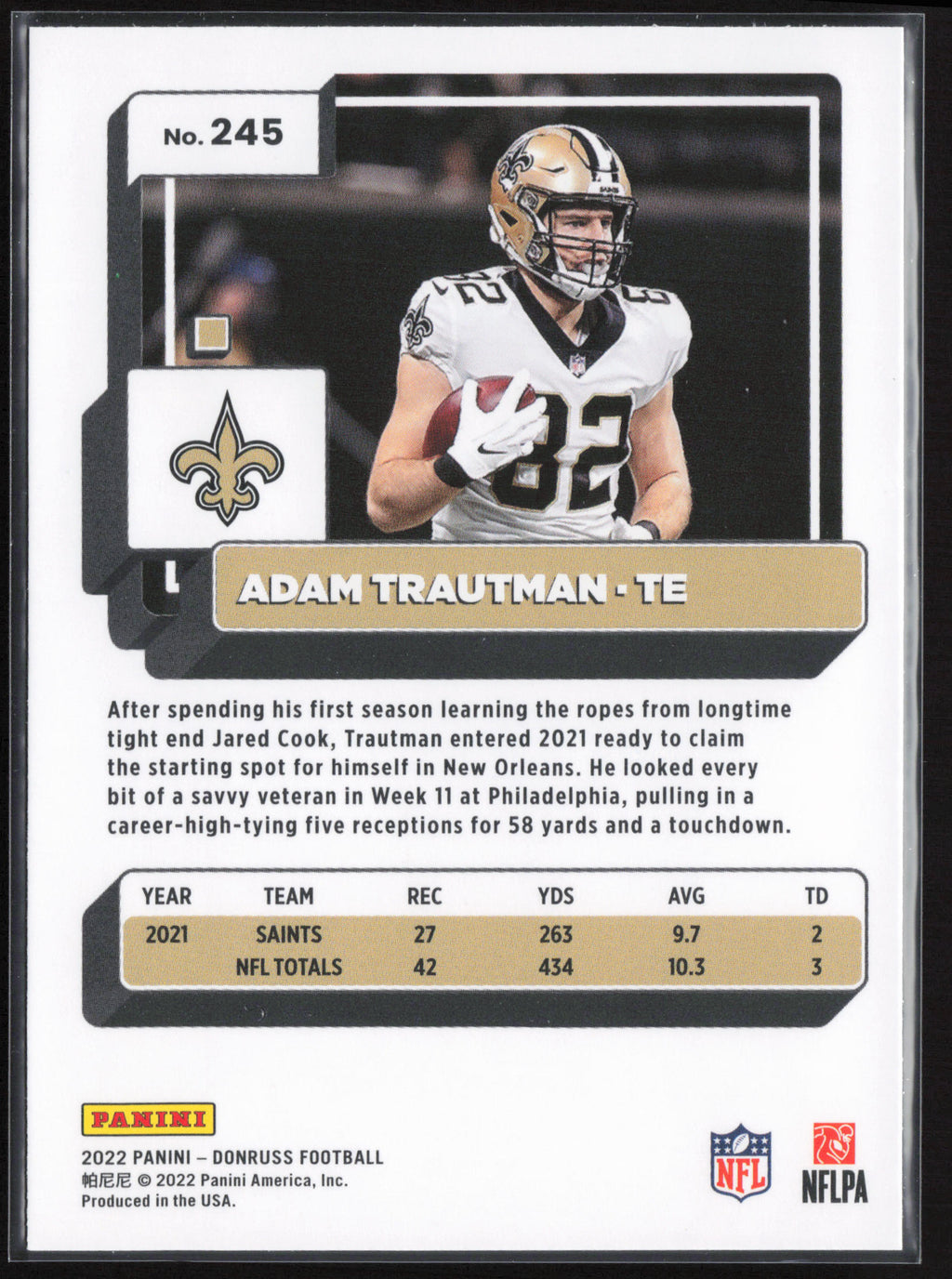 2022 Donruss #245 Adam Trautman