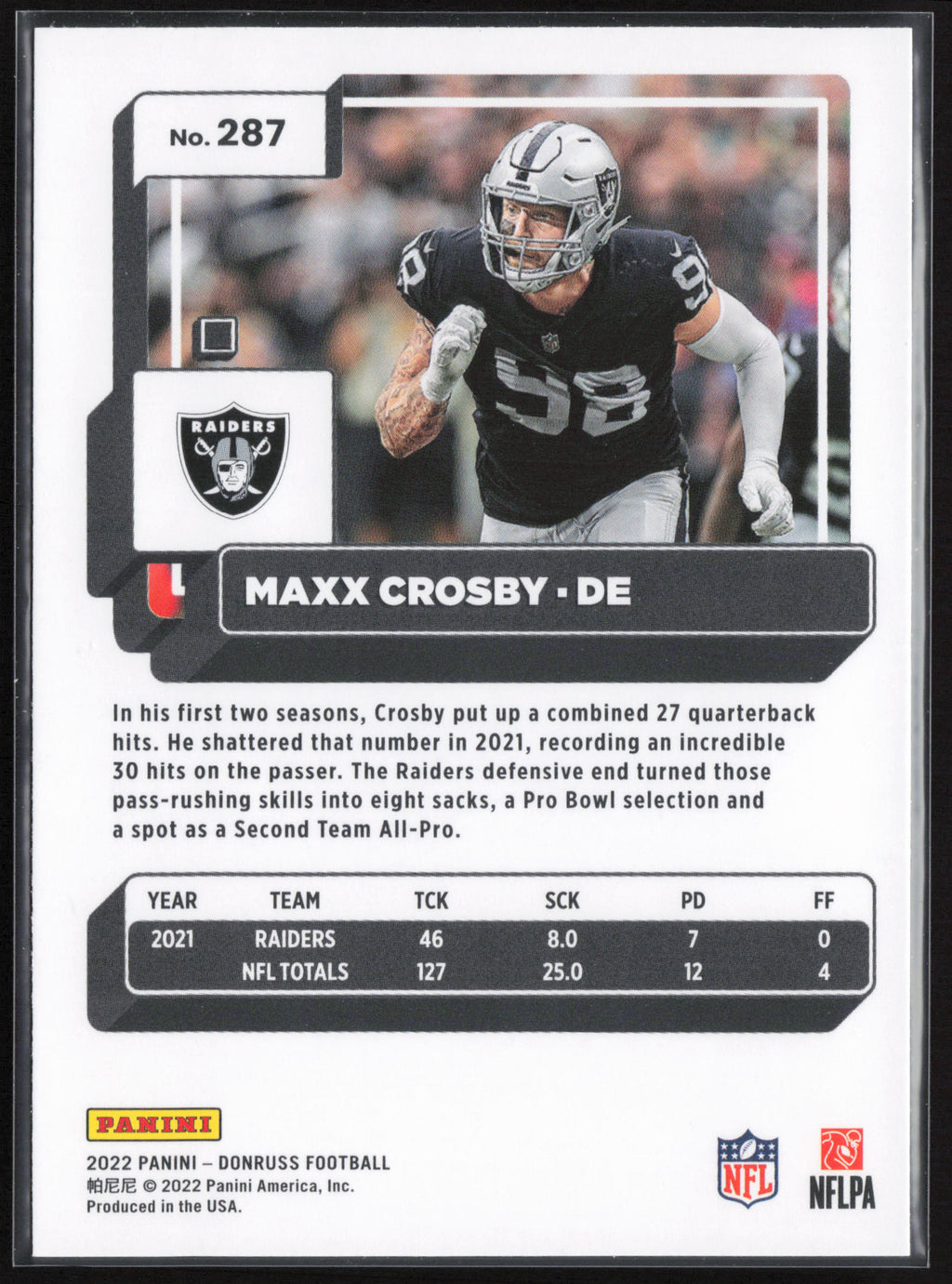 2022 Donruss #287 Maxx Crosby