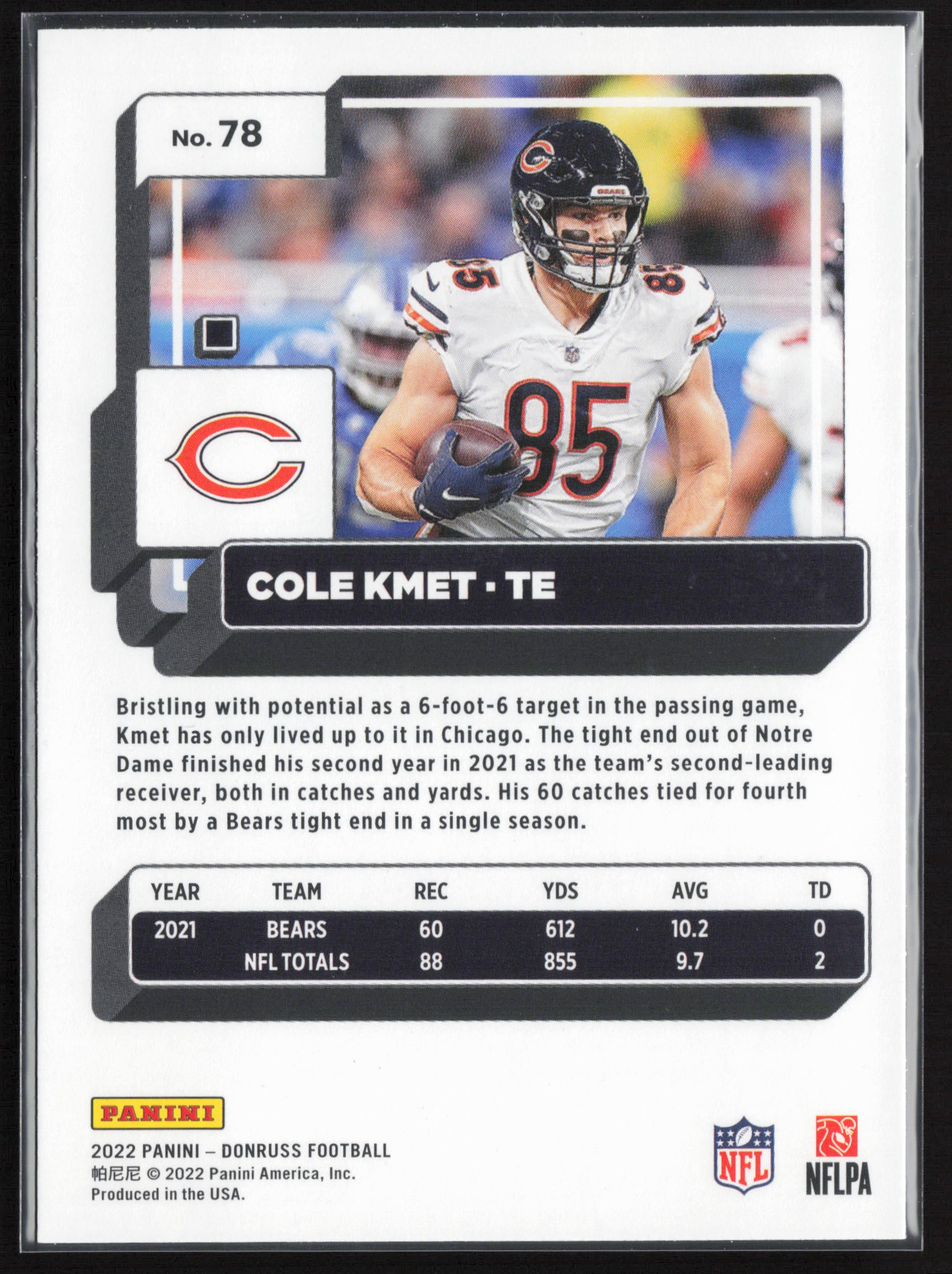 2022 Donruss #78 Cole Kmet