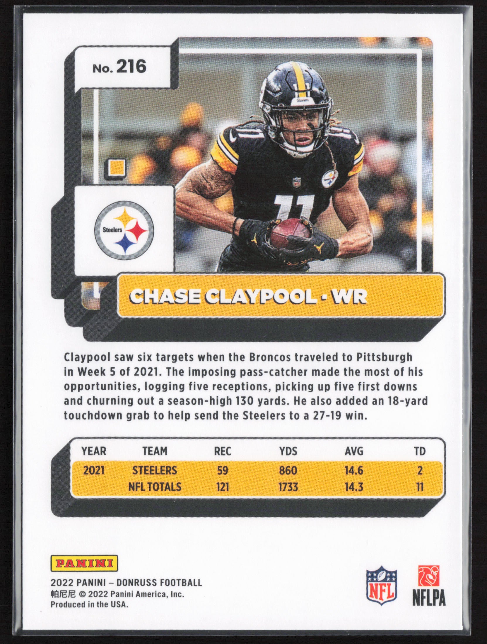 2022 Donruss #216 Chase Claypool