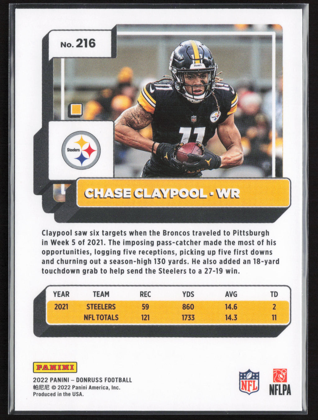 2022 Donruss #216 Chase Claypool