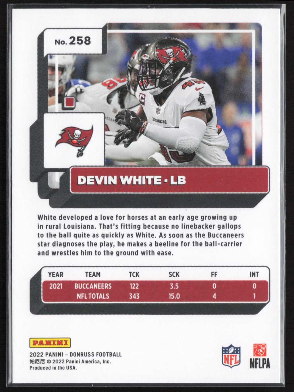 2022 Donruss #258 Devin White