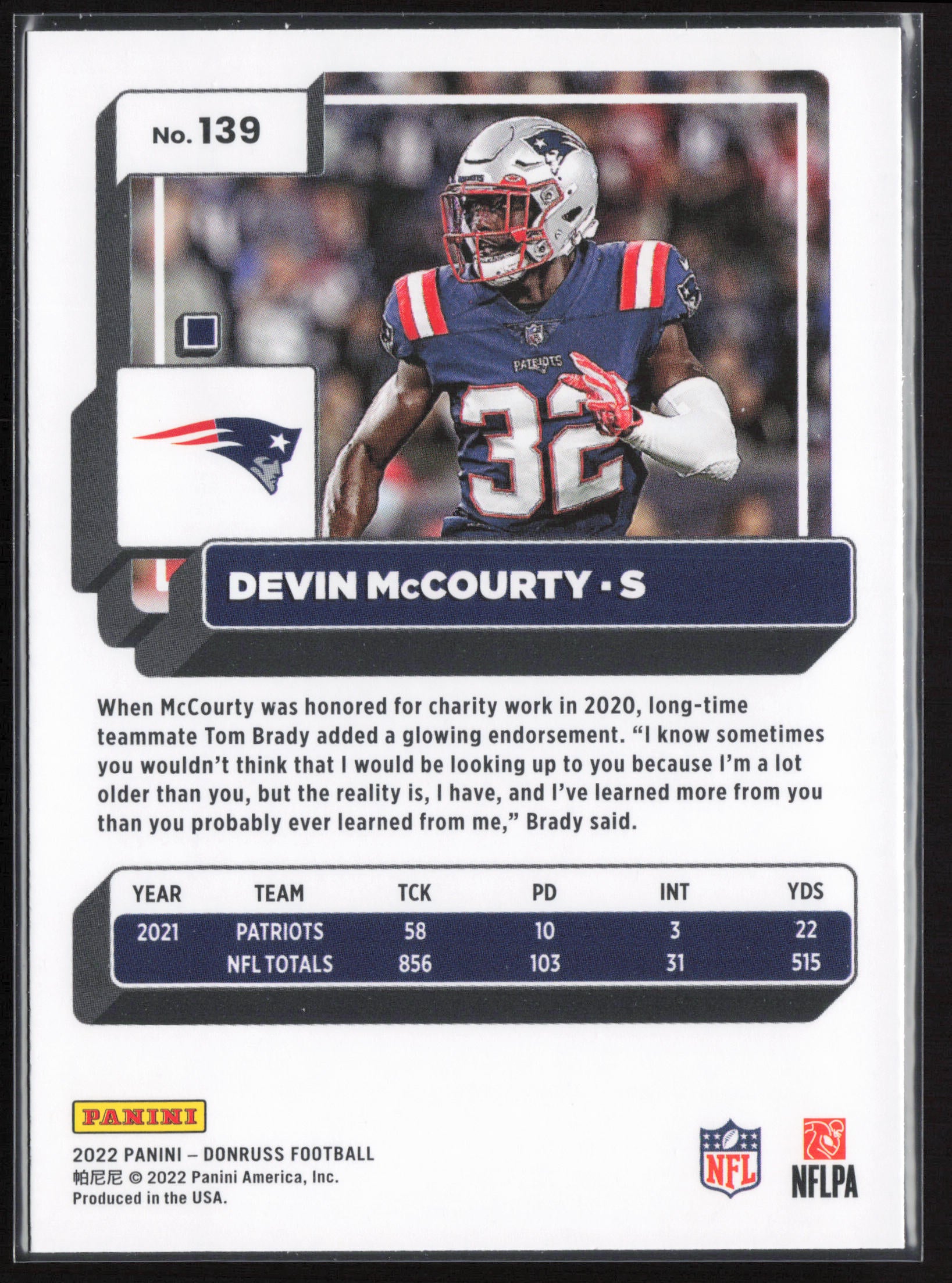 2022 Donruss #139 Devin McCourty