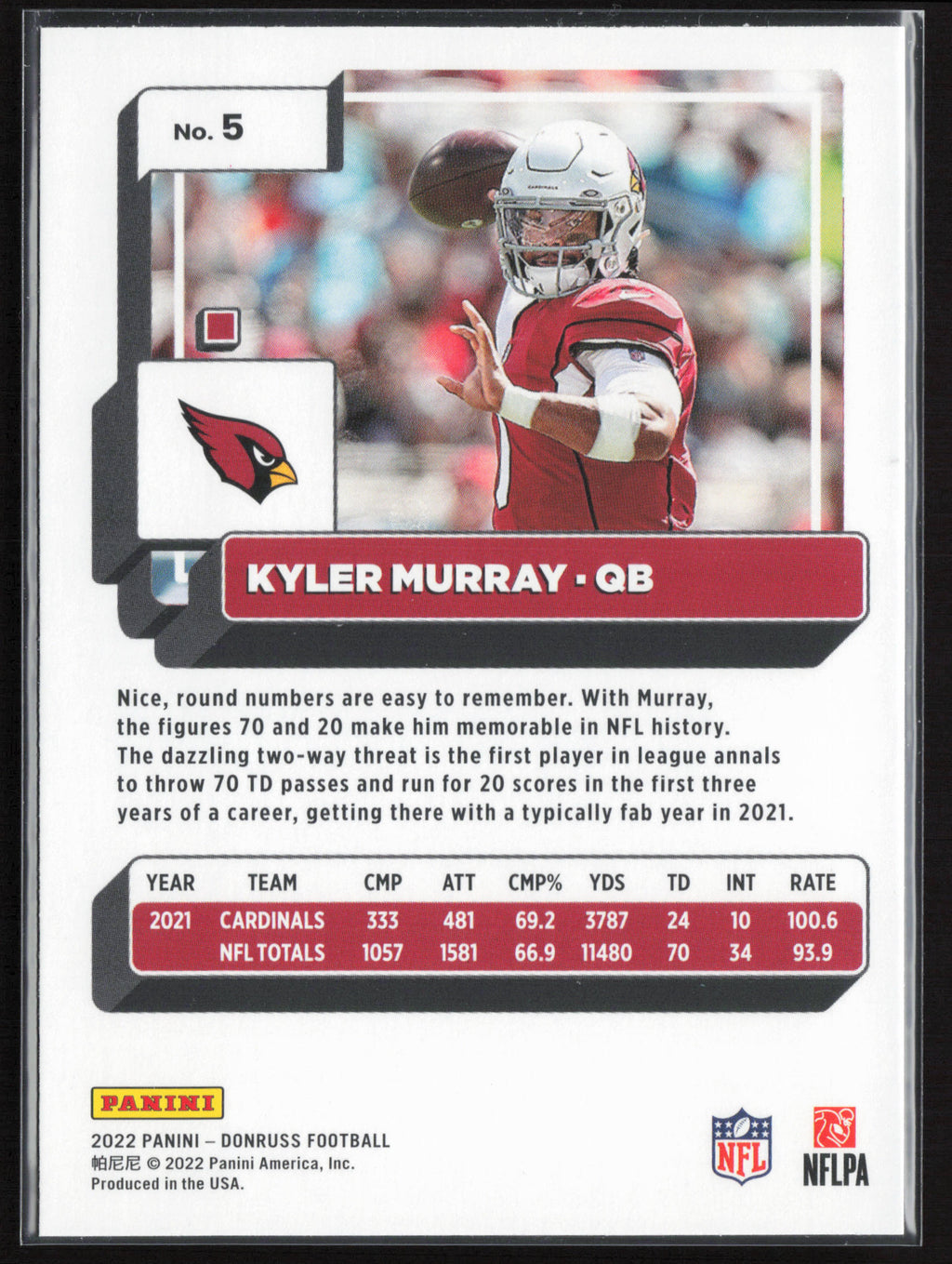 2022 Donruss #5 Kyler Murray
