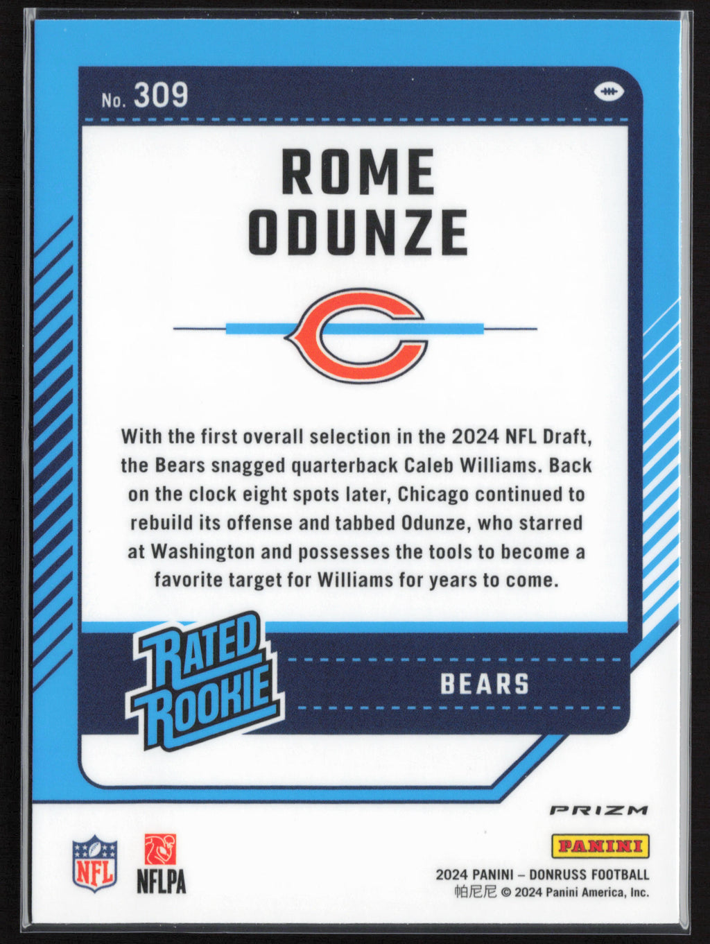 2024 Donruss #309 Rome Odunze Optic Rated Rookies Preview Red Wave