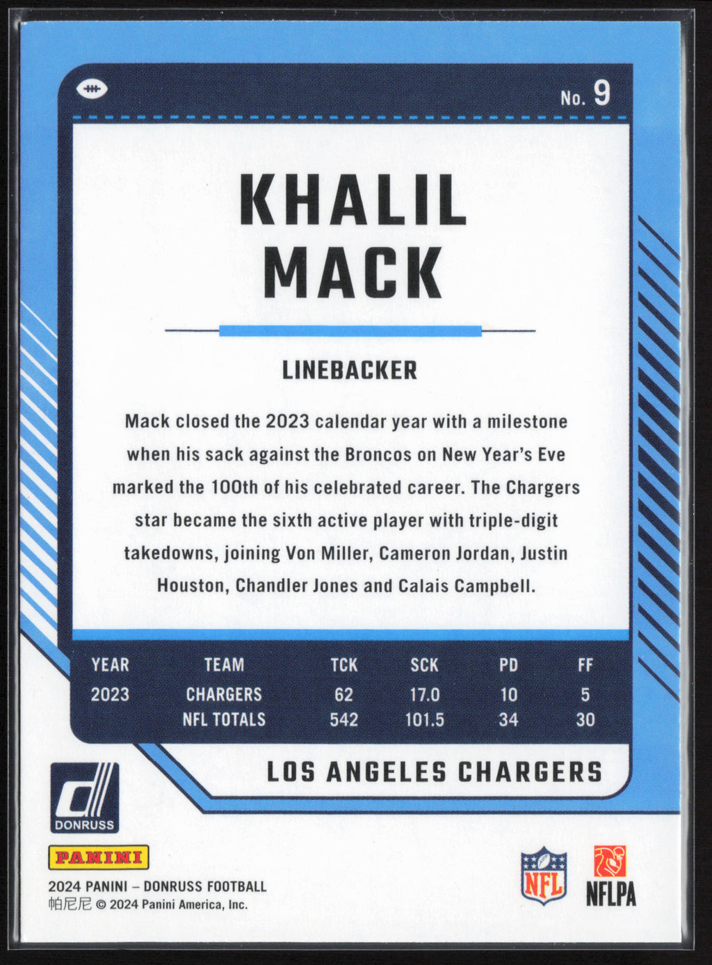 2024 Donruss #9 Khalil Mack Press Proof Green