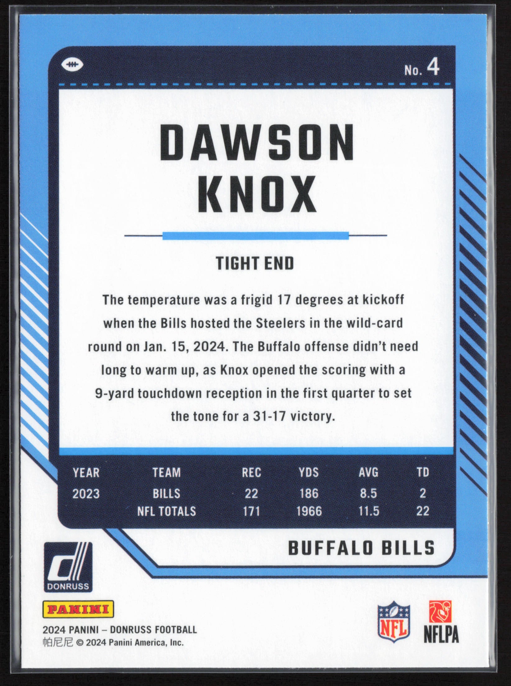 2024 Donruss #4 Dawson Knox