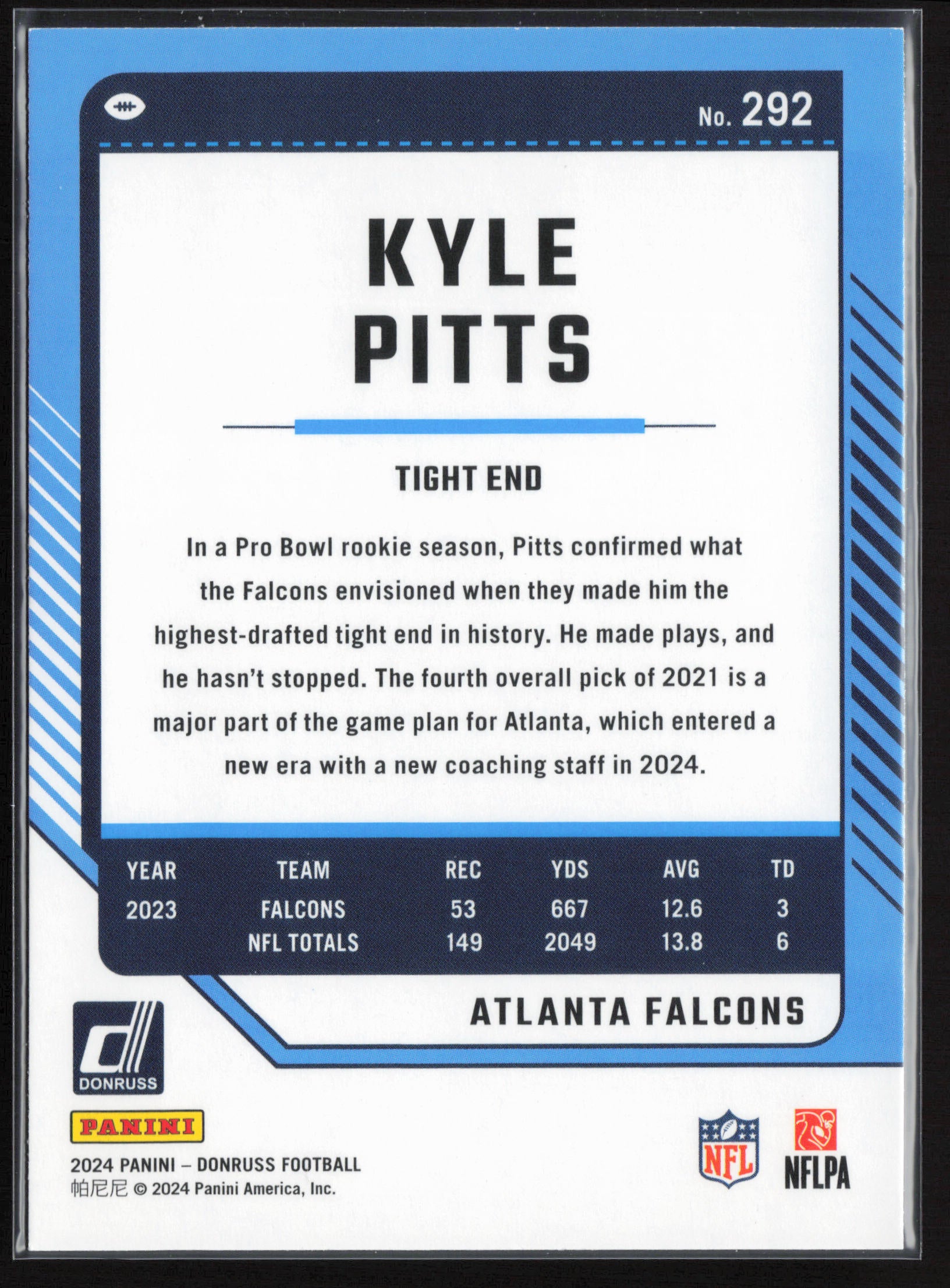 2024 Donruss #292 Kyle Pitts Press Proof Green