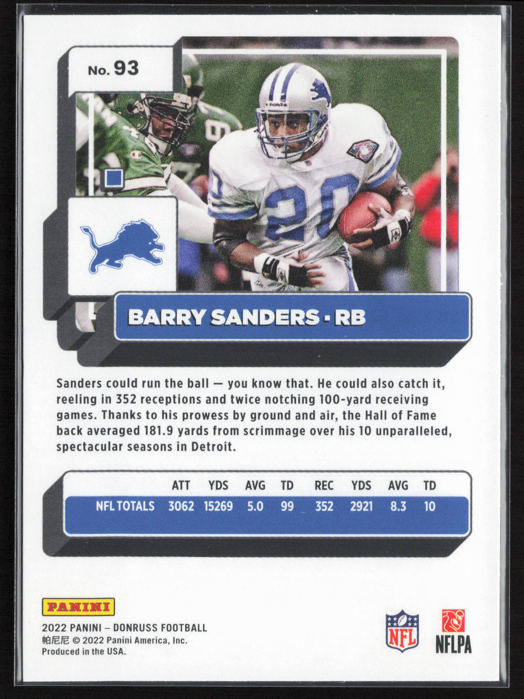 2022 Donruss #93 Barry Sanders