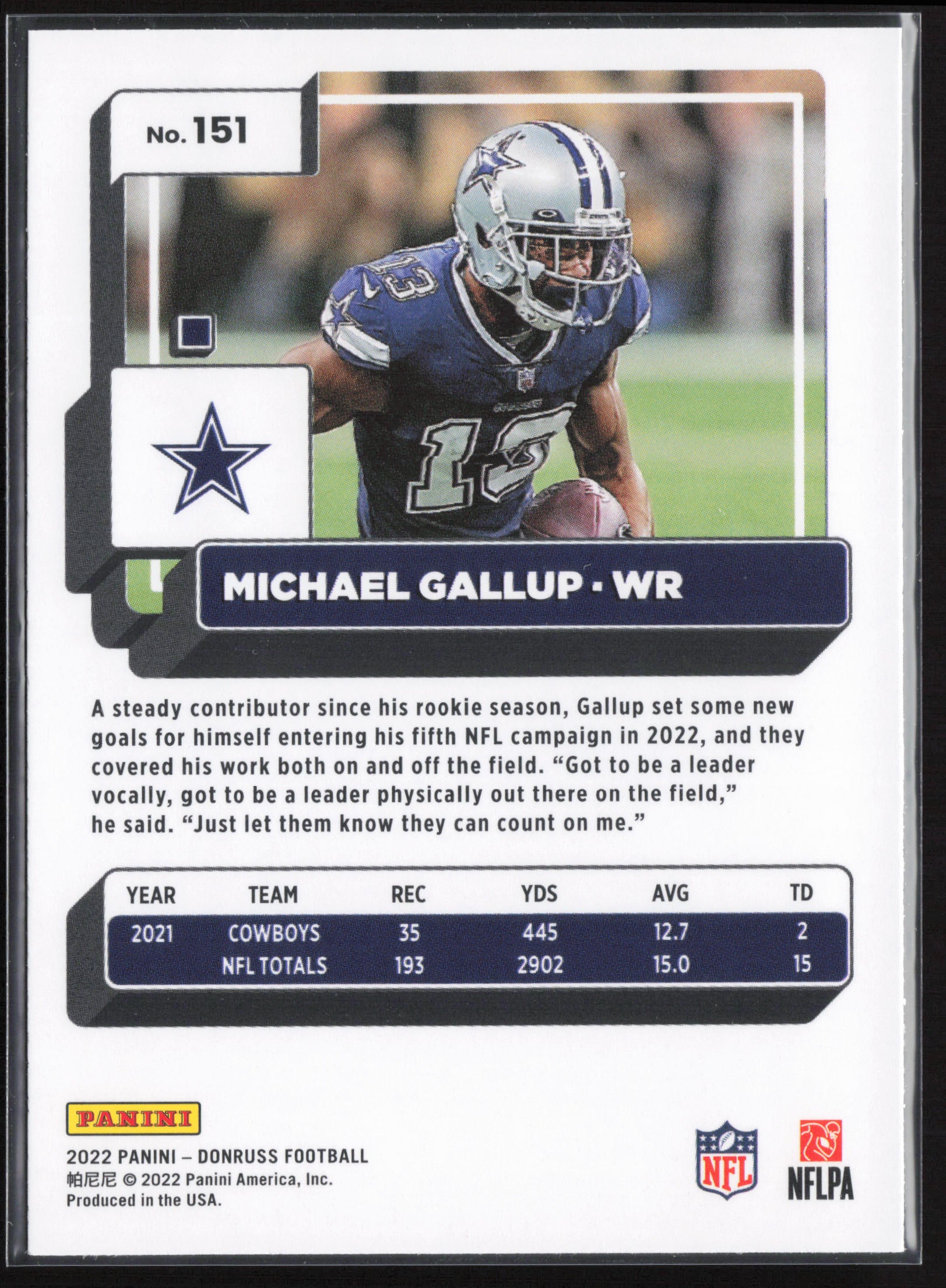 2022 Donruss #151 Michael Gallup