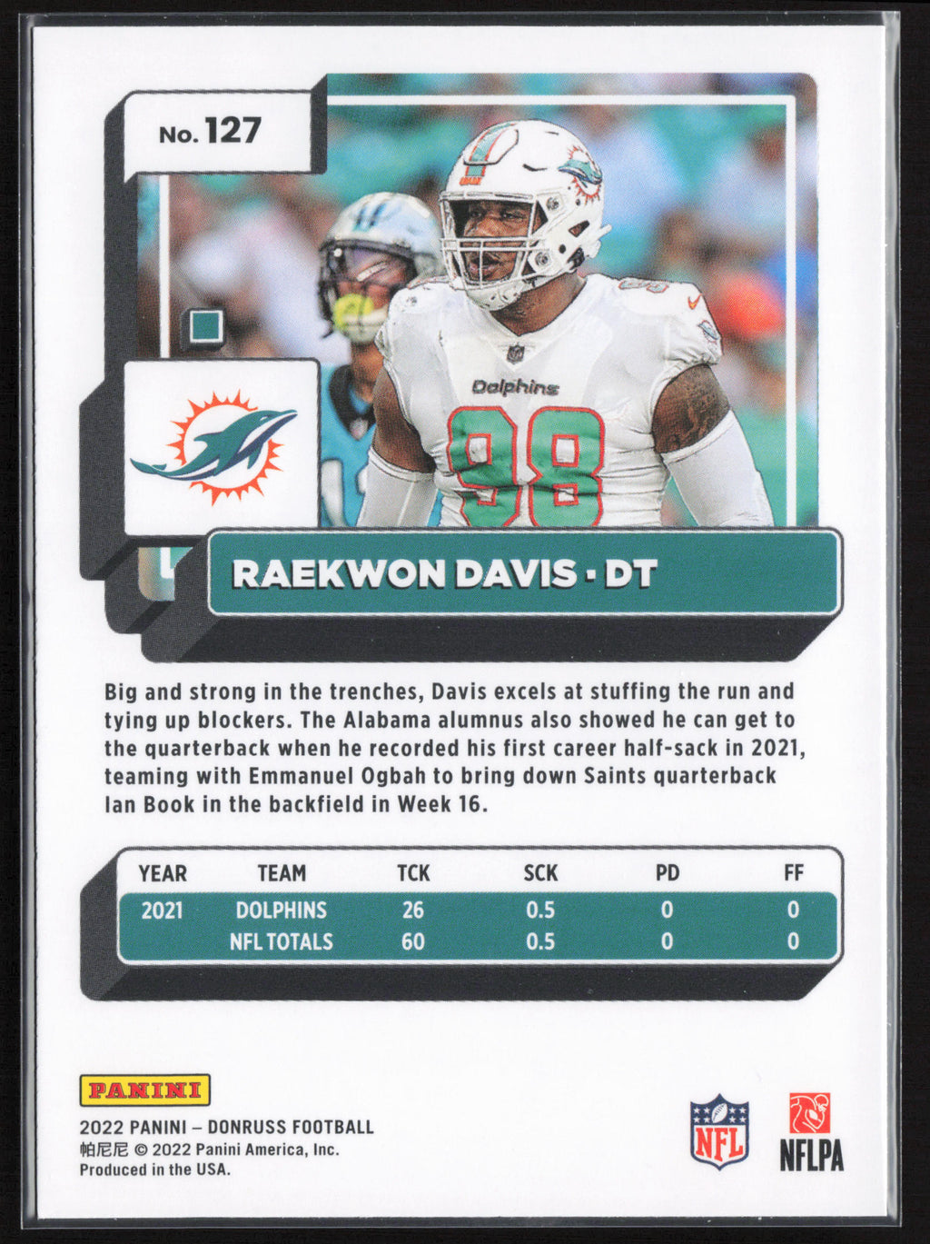2022 Donruss #127 Raekwon Davis