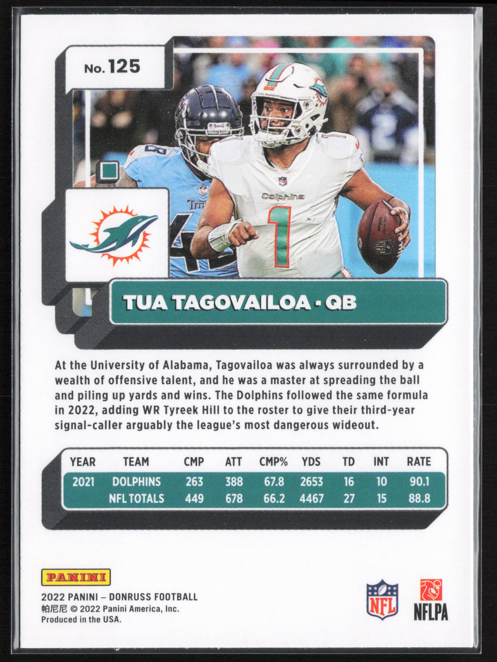 2022 Donruss #125 Tua Tagovailoa