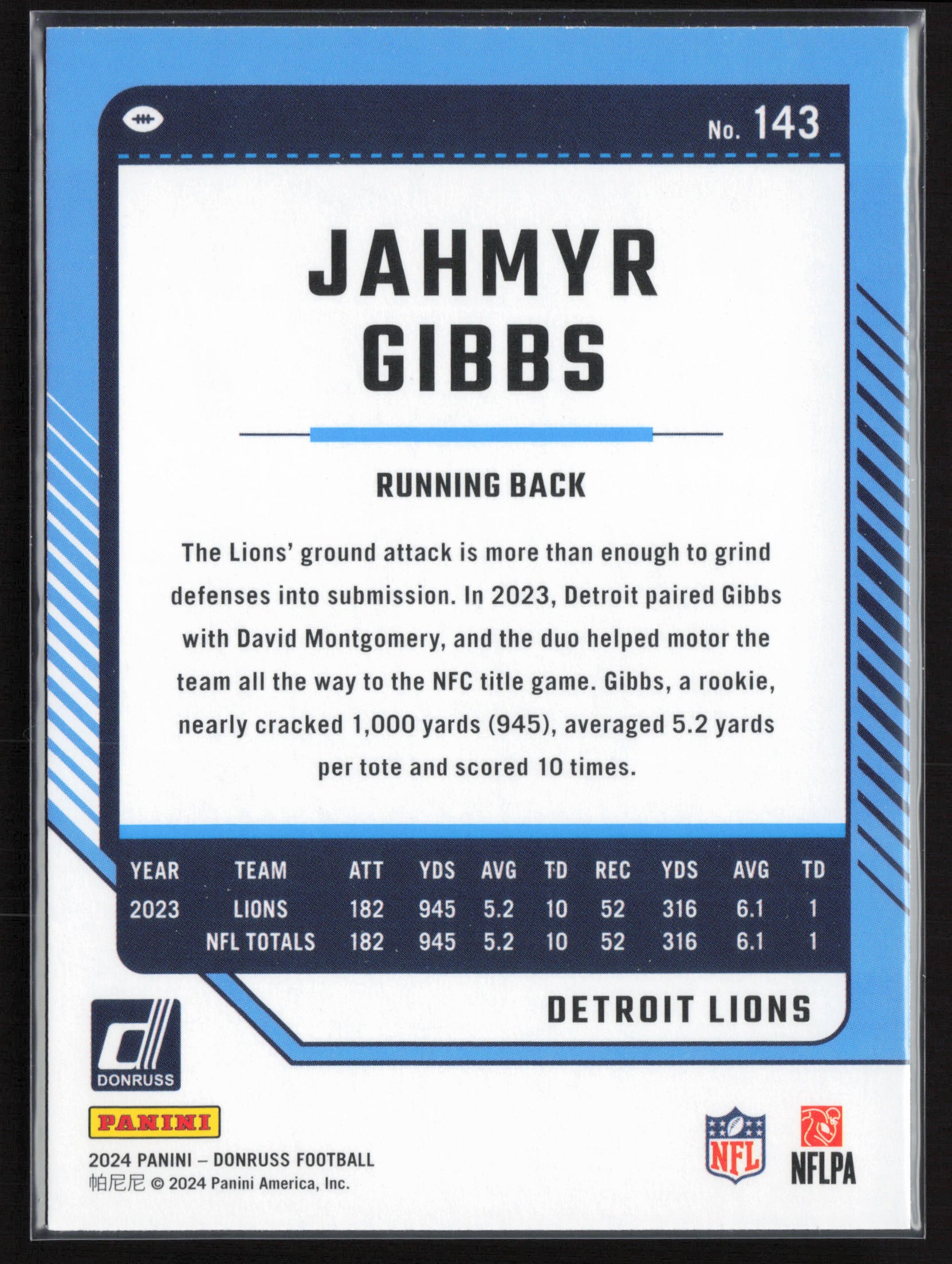 2024 Donruss #143 Jahmyr Gibbs