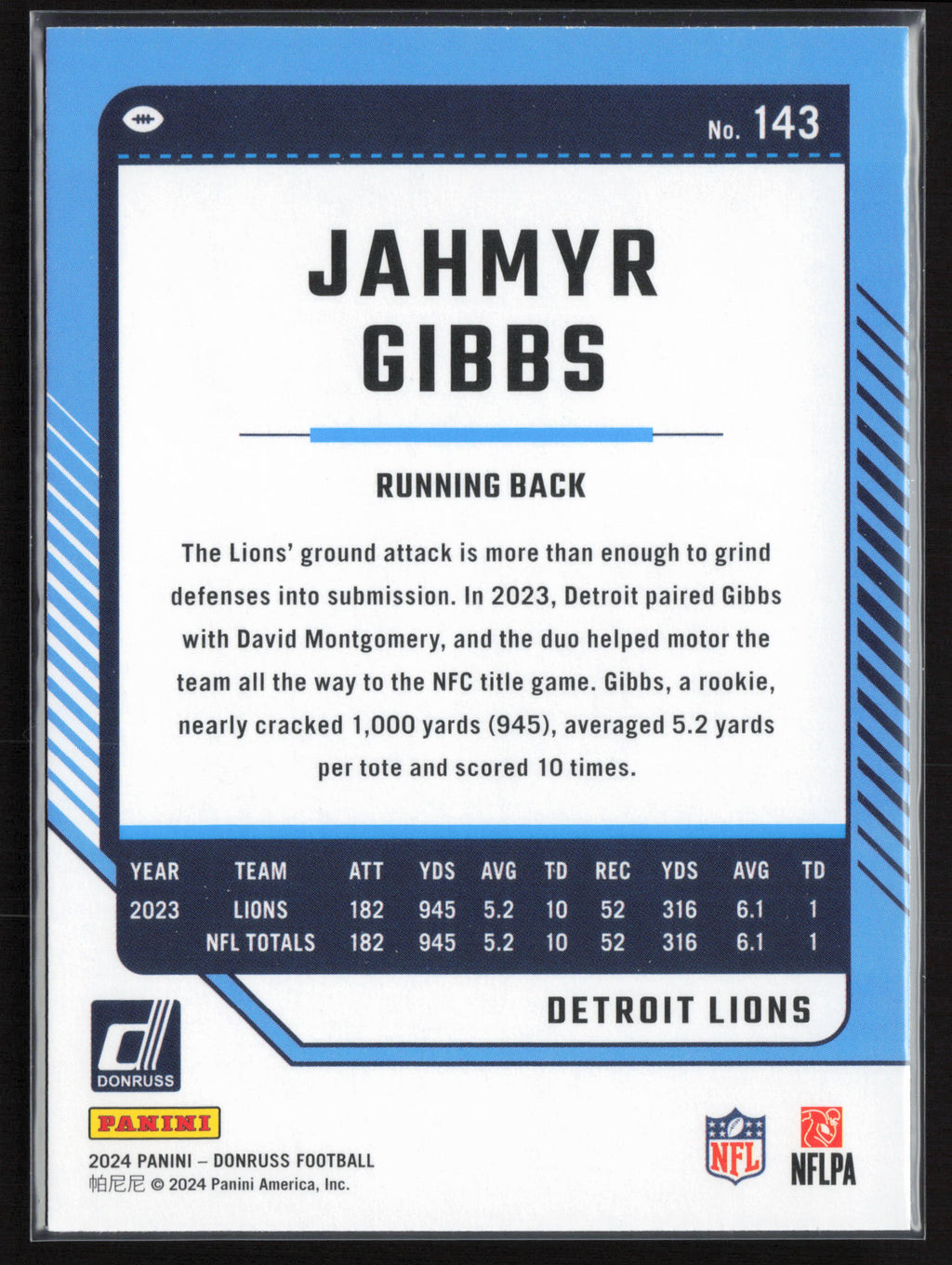 2024 Donruss #143 Jahmyr Gibbs