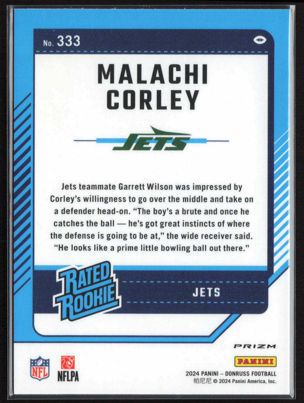 2024 Donruss #333 Malachi Corley Optic Rated Rookies Preview Pink