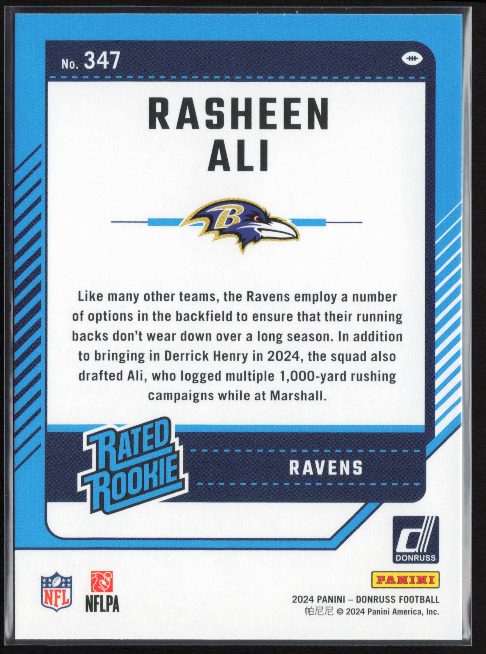 2024 Donruss #347 Rasheen Ali Press Proof Green