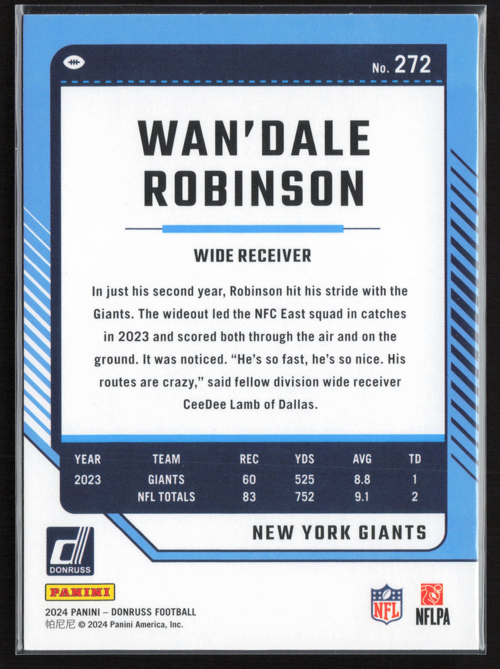 2024 Donruss #272 Wan'Dale Robinson